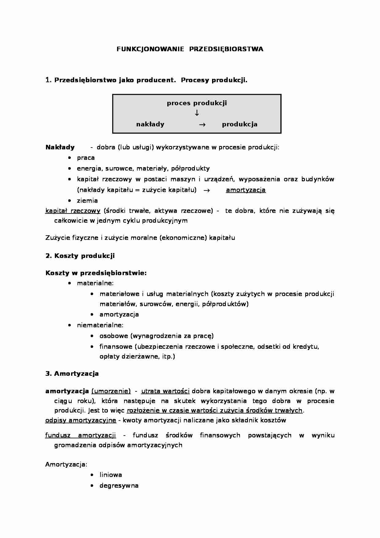 Funkcjonowanie przedsiębiorstwa  - strona 1