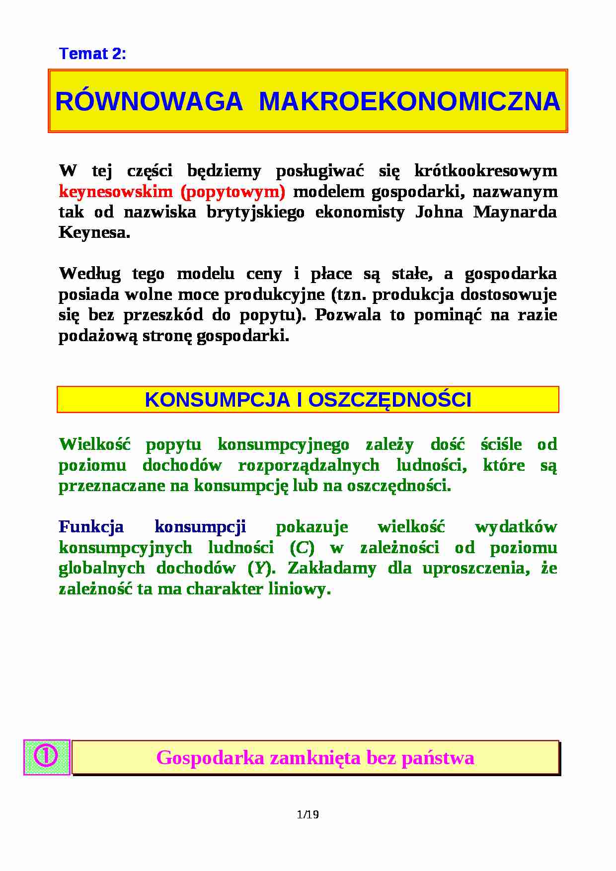 Równowaga makroekonomiczna  - strona 1