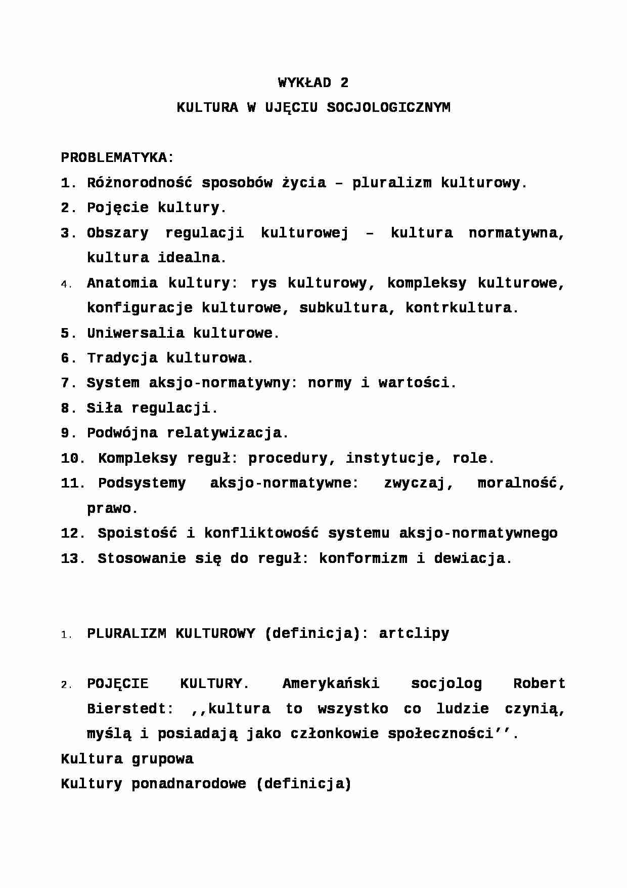 Kultura w ujęciu socjologicznym - strona 1