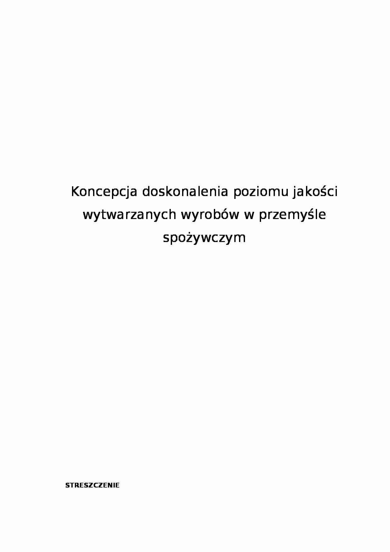 Koncepcja doskonalenia poziomu jakości wyrobów - strona 1