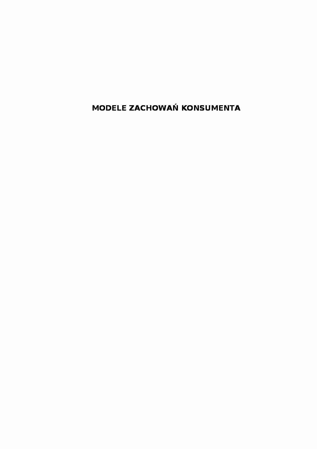 Modele zachowań konsumenta - strona 1