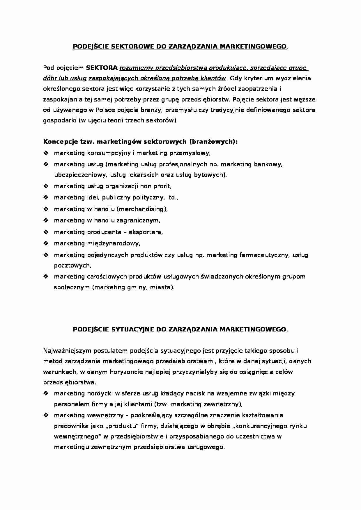 Podejście sektorowe do zarządzania marketingowego - strona 1