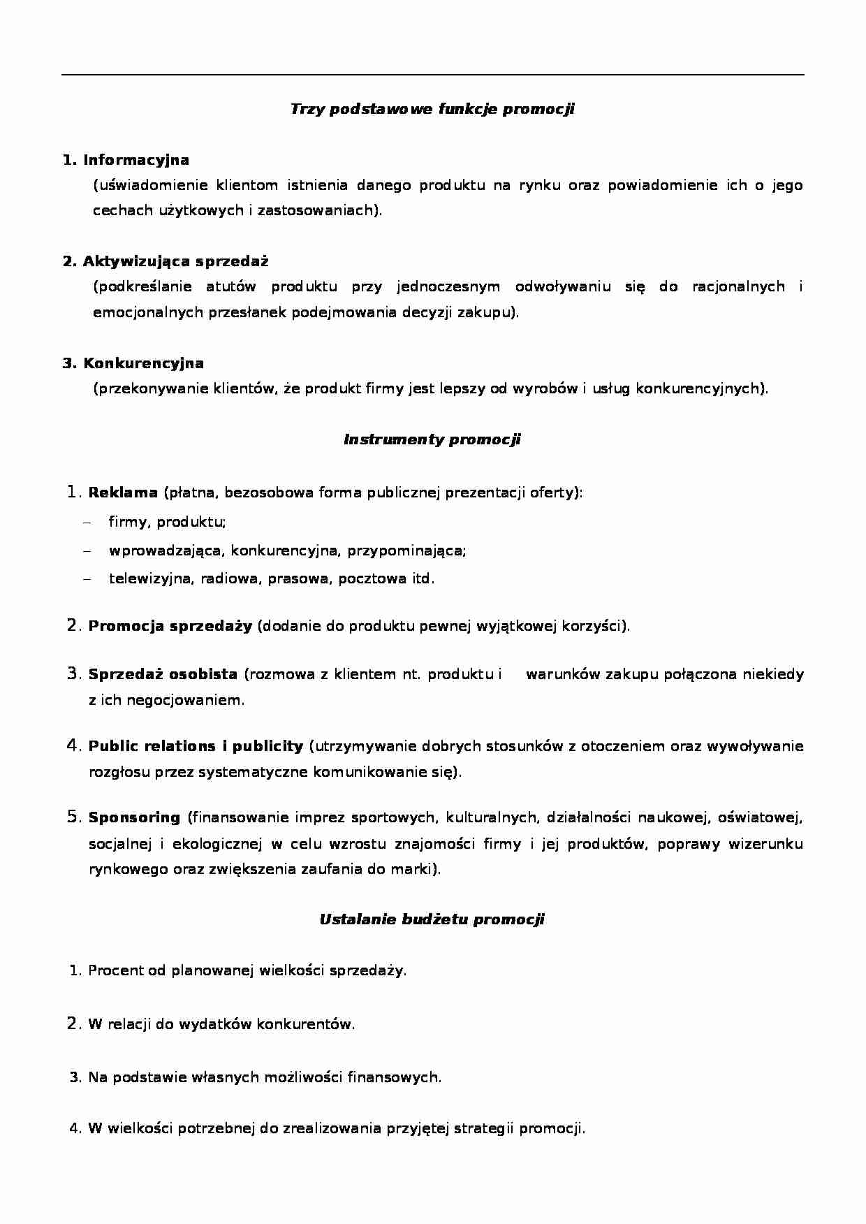 Promocja - funckje, instrumenty, strategie - strona 1