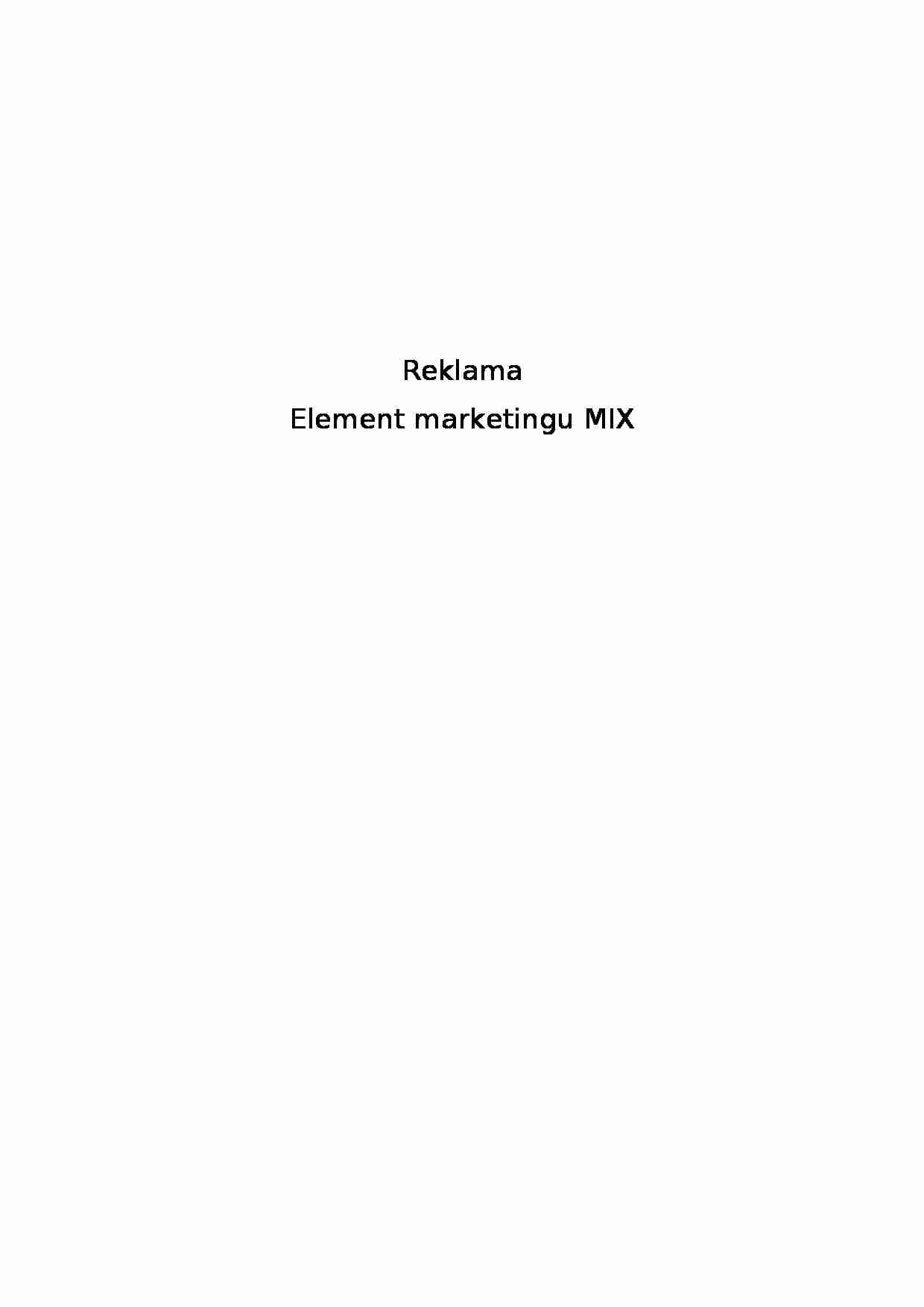 Reklama - element marketingu - strona 1