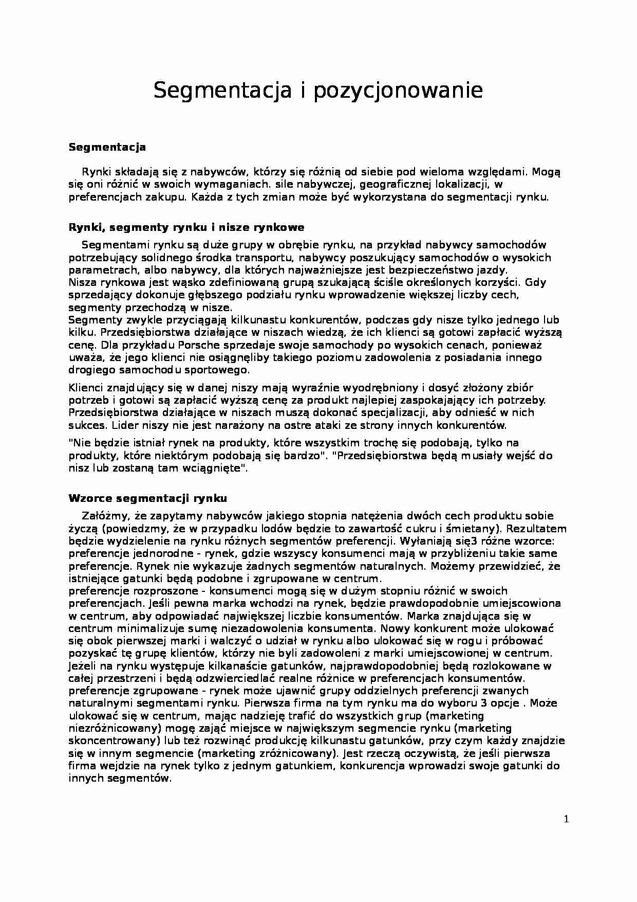 Segmantacja i pozycjonowanie - strona 1