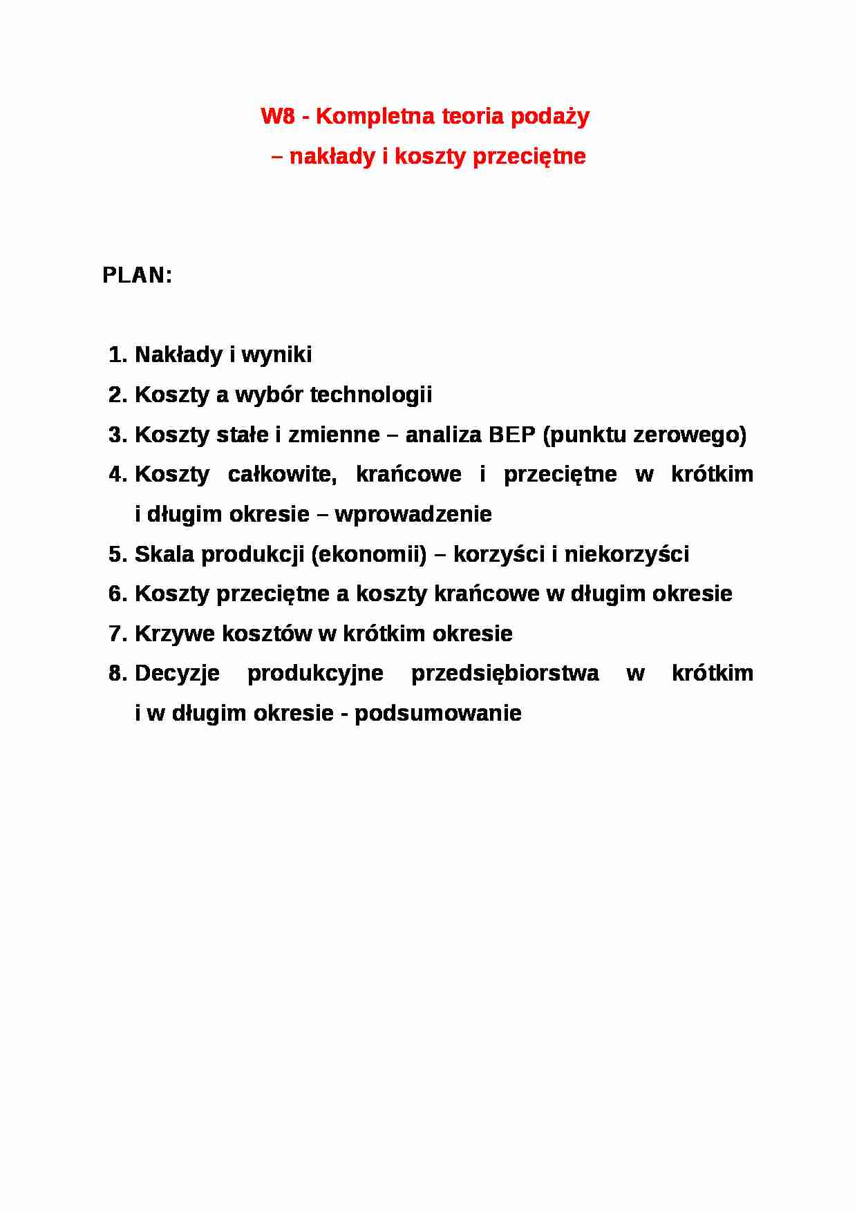 Kompletna teoria podaży - strona 1