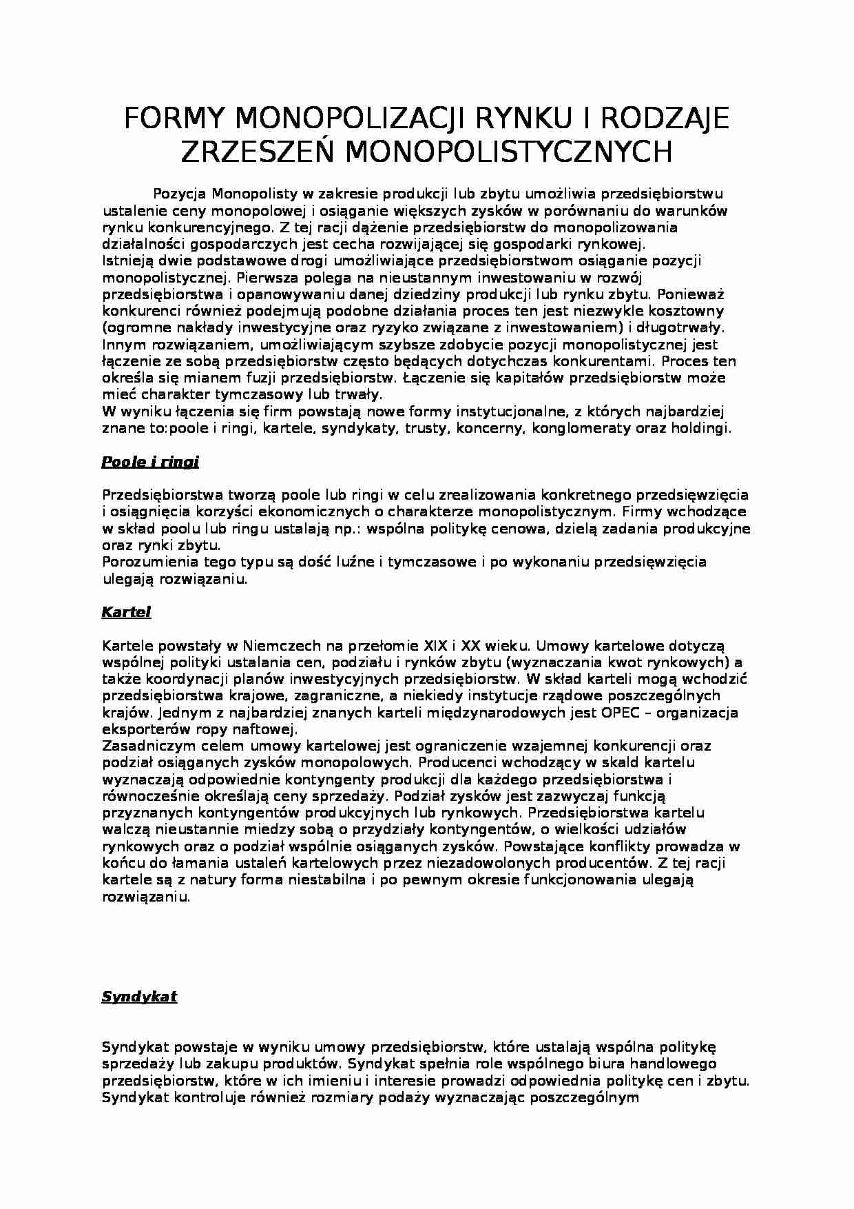 Monopolizacja-formy i rodzaje - strona 1
