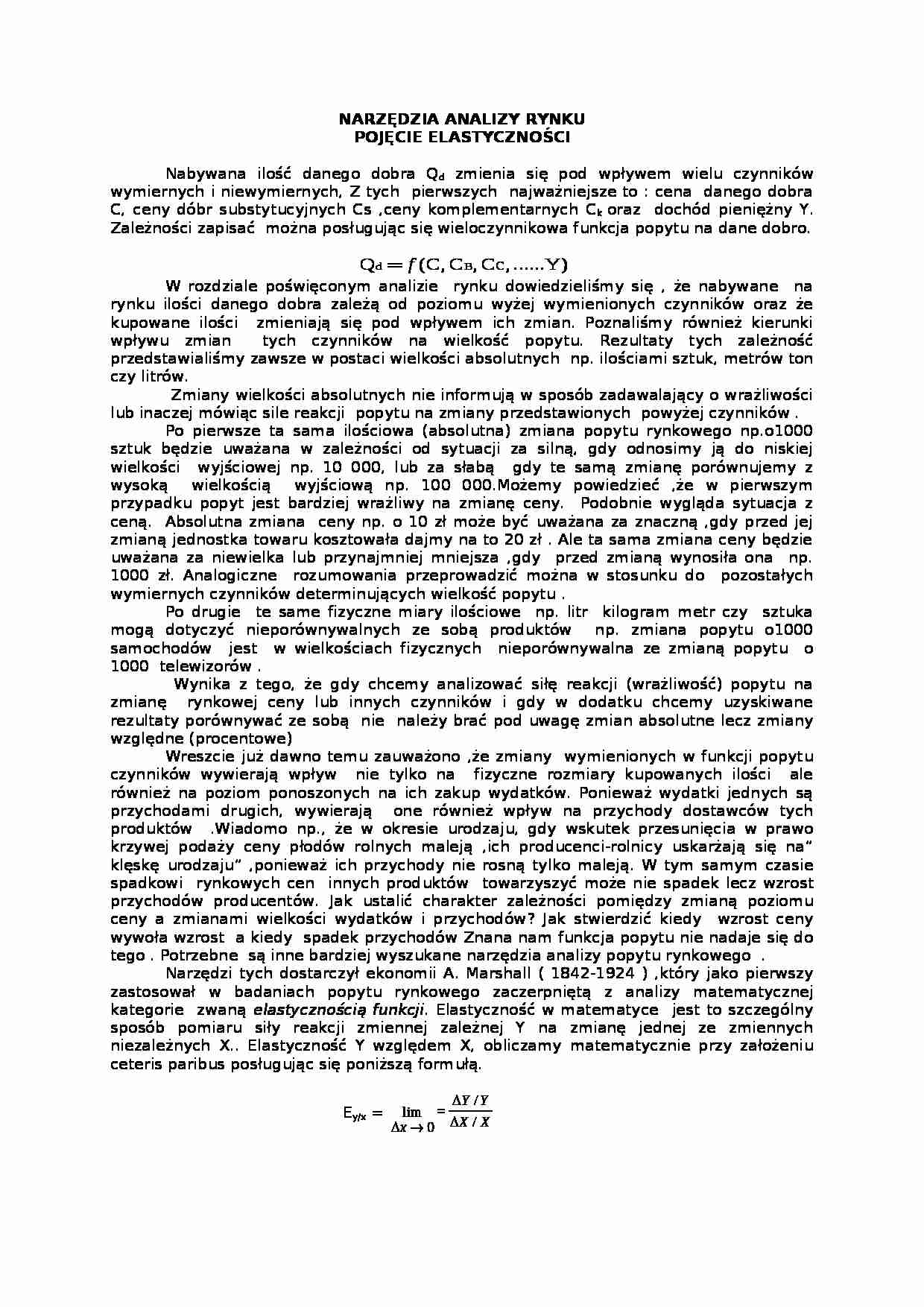 Narzędzia analizy rynku - Elastyczność - strona 1