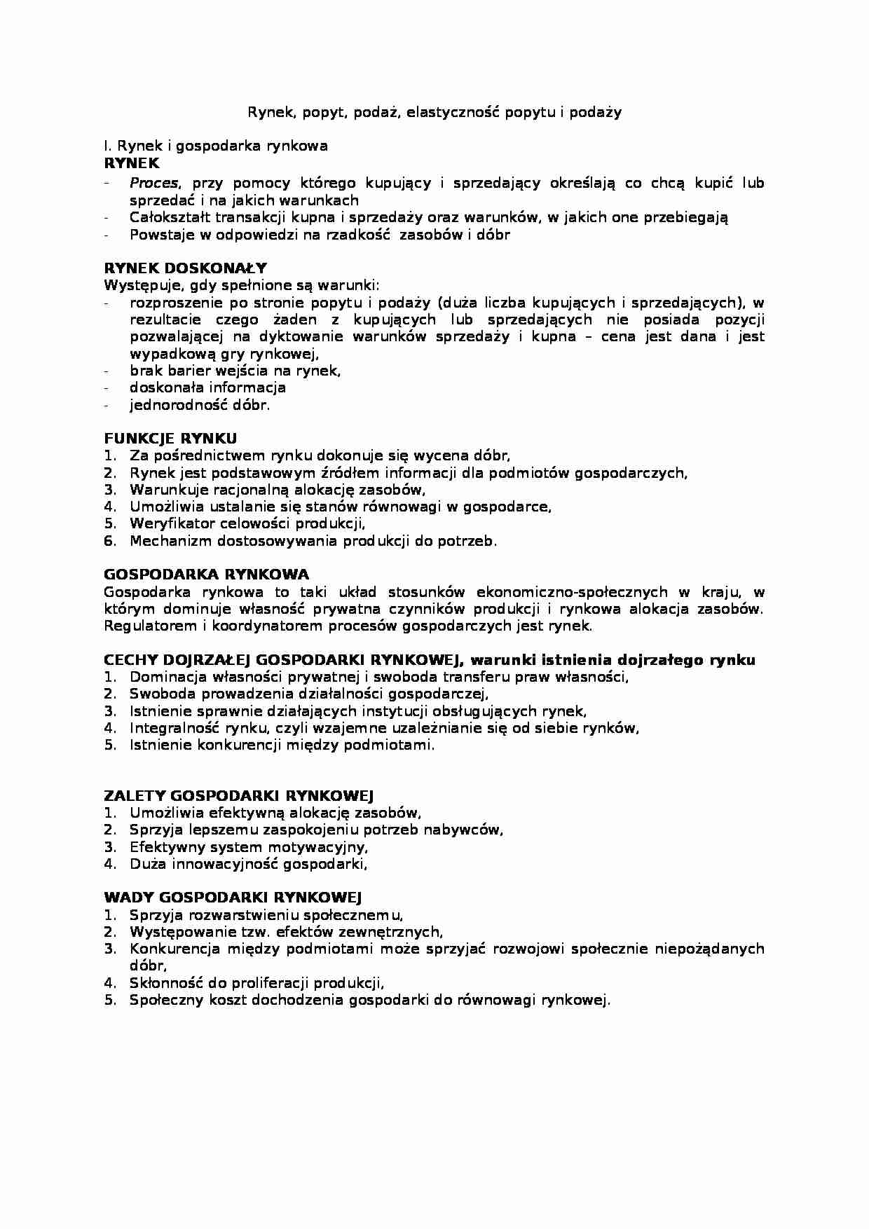 Rynek, popyt, podaż, elastyczność popytu i podaży - strona 1