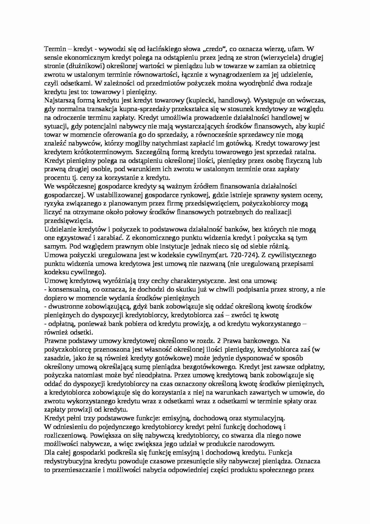 Kredyt-wyjaśnienie terminu - strona 1