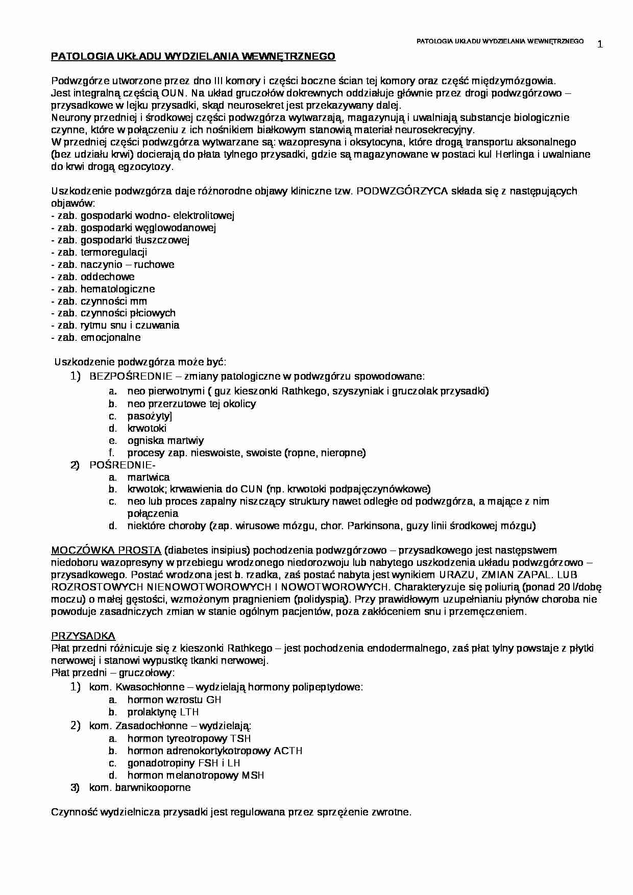 Patologia układu wydzielania wewnętrznego - strona 1