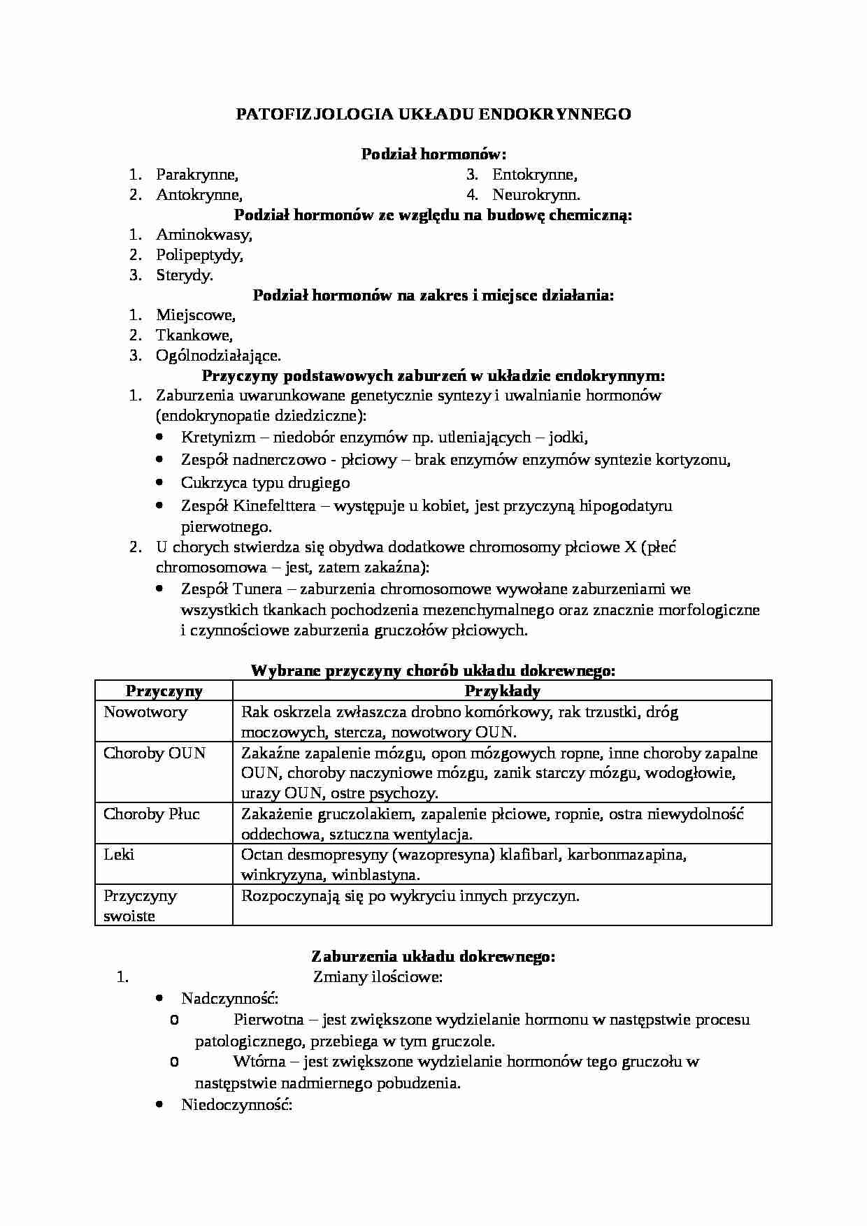 Patofizjologia układu endokrynnego - strona 1