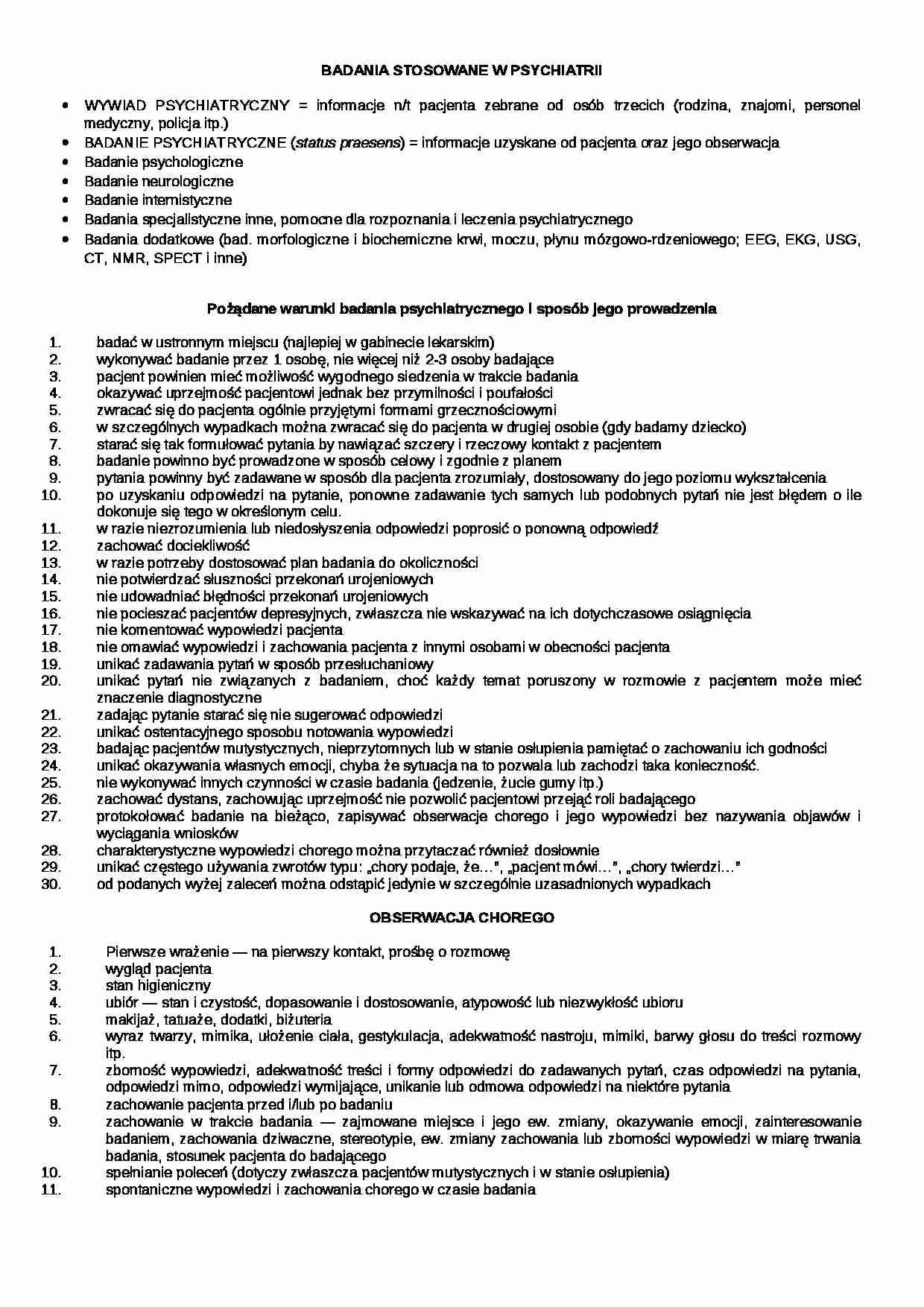 Badania stosowane w psychiatrii - badania psychiatryczne - strona 1