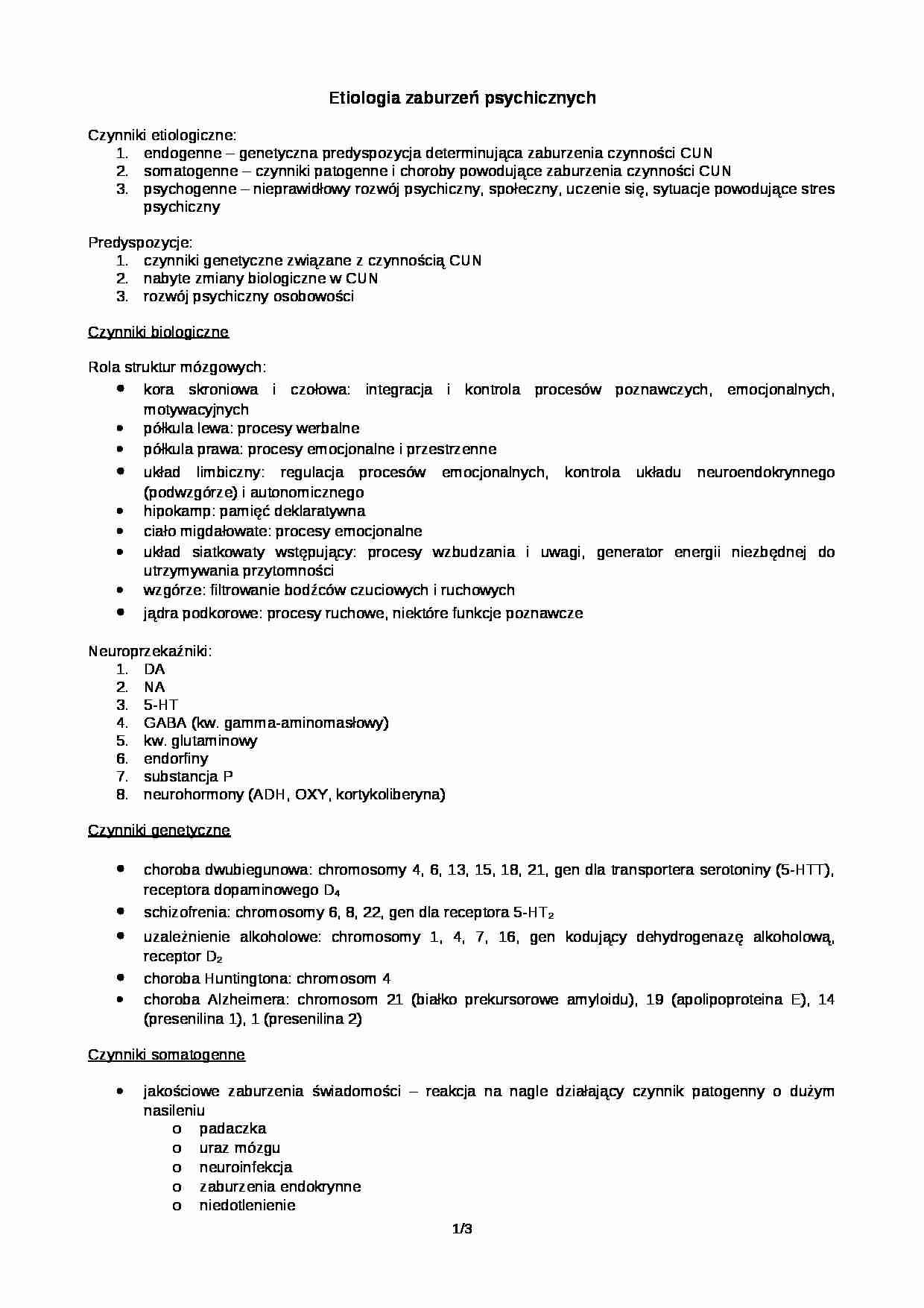 Etiologia zaburzeń psychicznych - strona 1