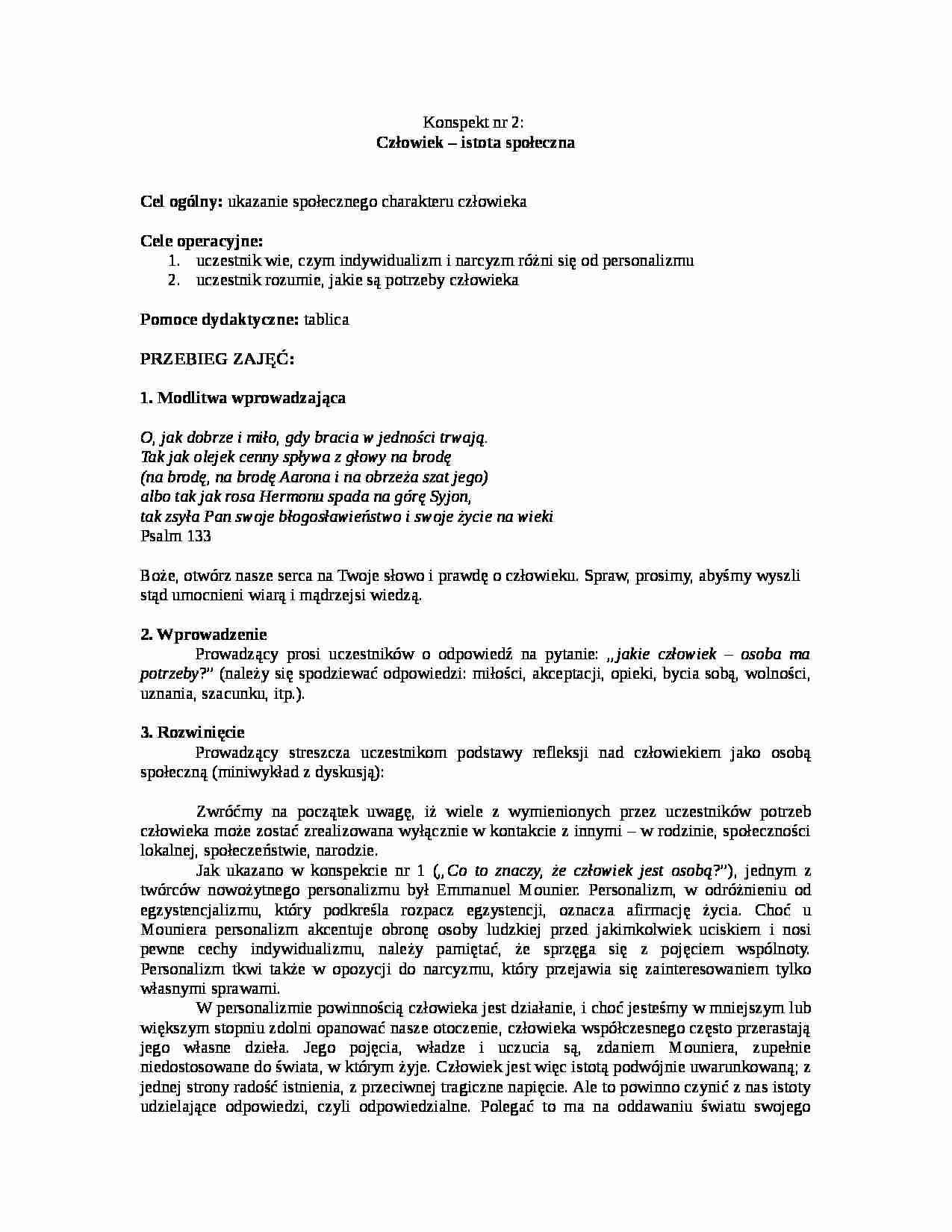 Człowiek-istota społeczna - modlitwa - strona 1