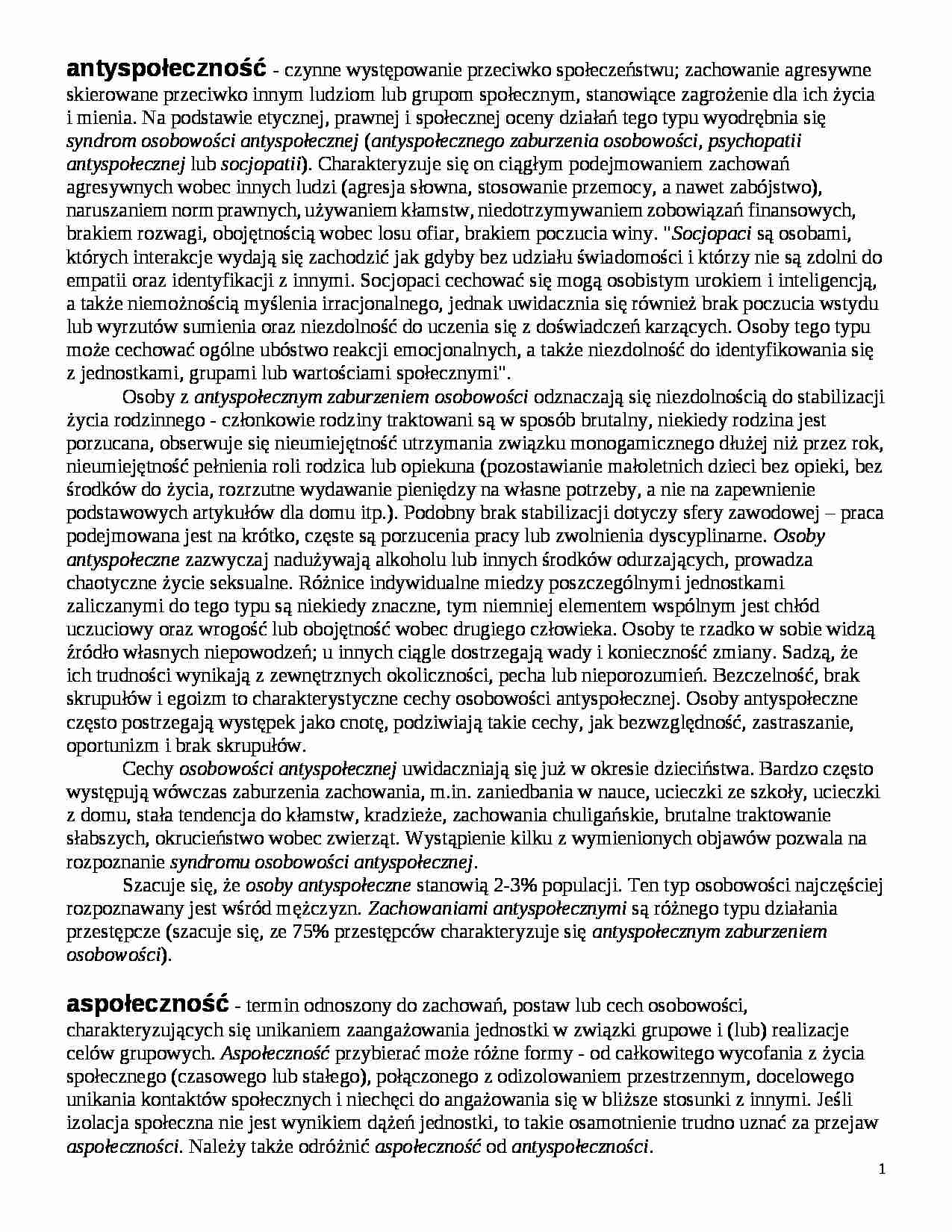 Socjologia - hasla - strona 1