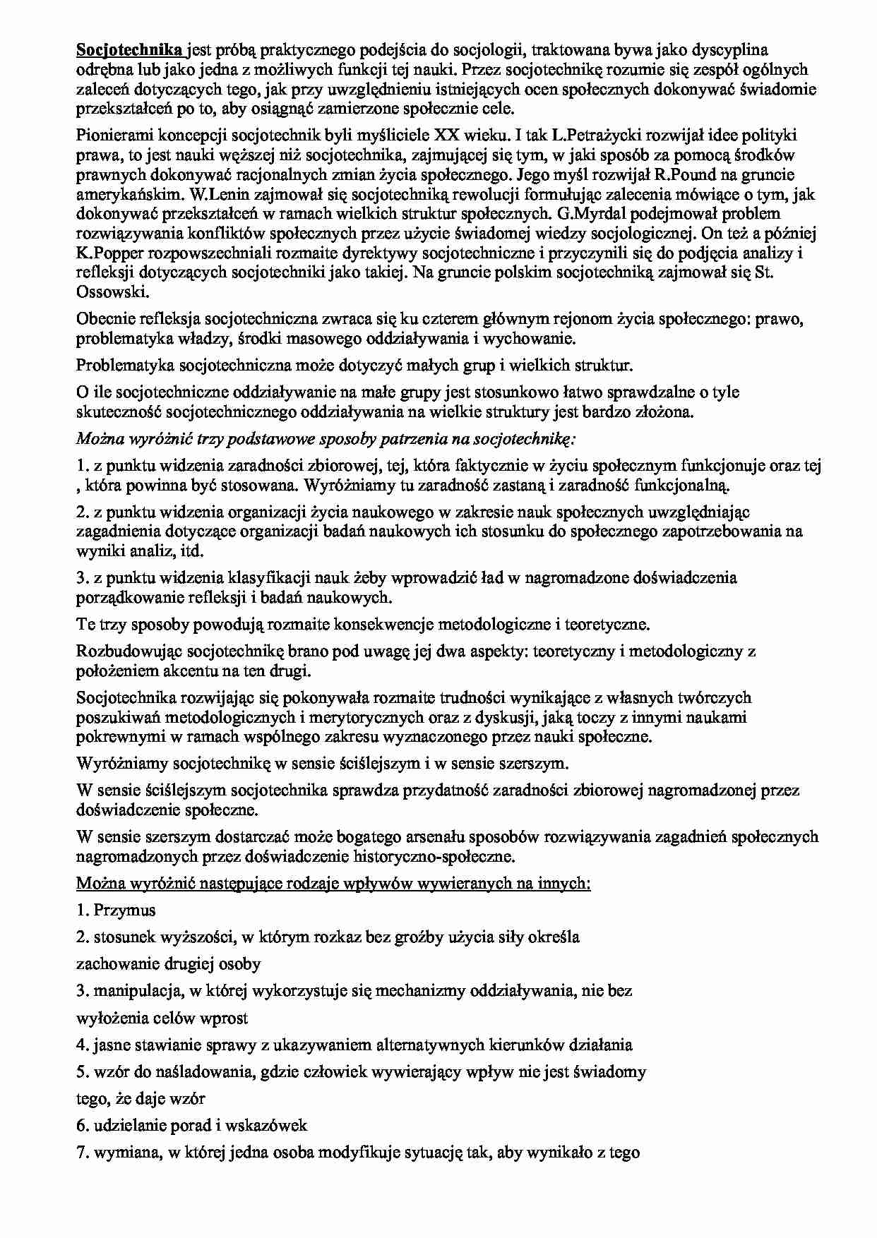 Socjologia - Socjotechnika - strona 1