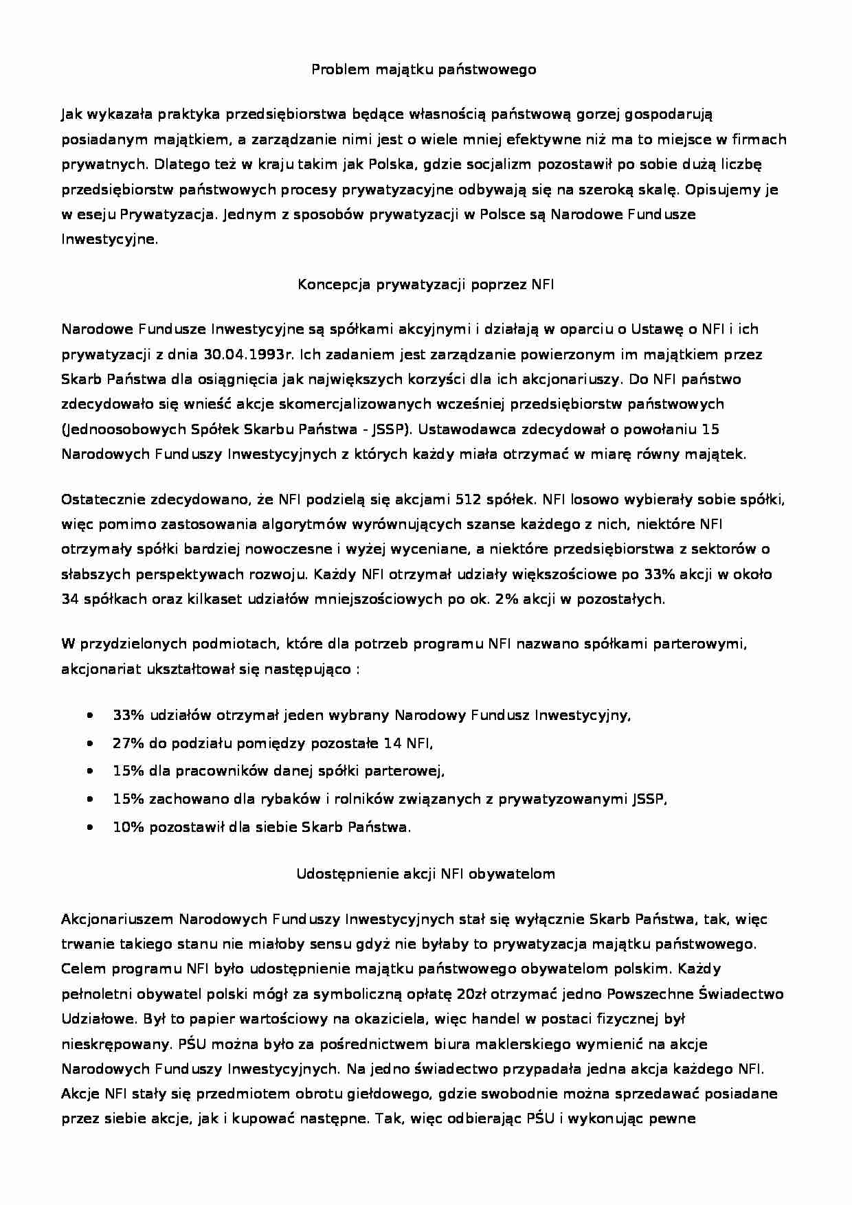 Narodowe Fundusze Inwestycyjne - Firmy zarządzające  - strona 1