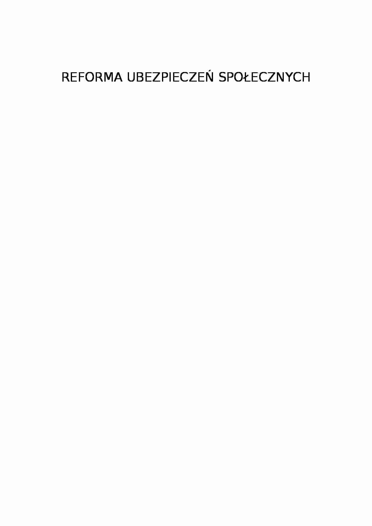 Reforma ubezpieczeń społecznych  - strona 1