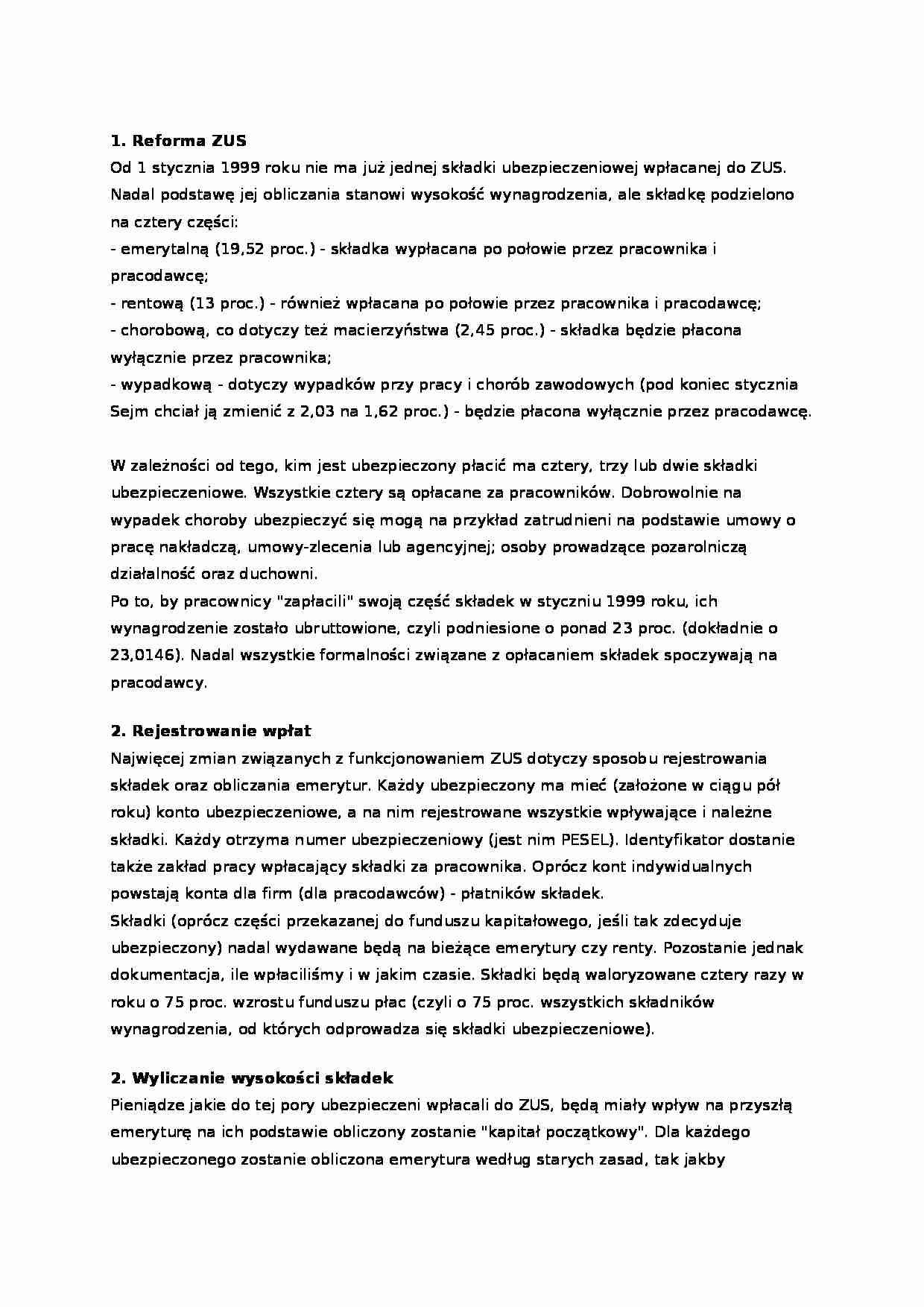 Reforma ubezpieczen spolecznych - strona 1