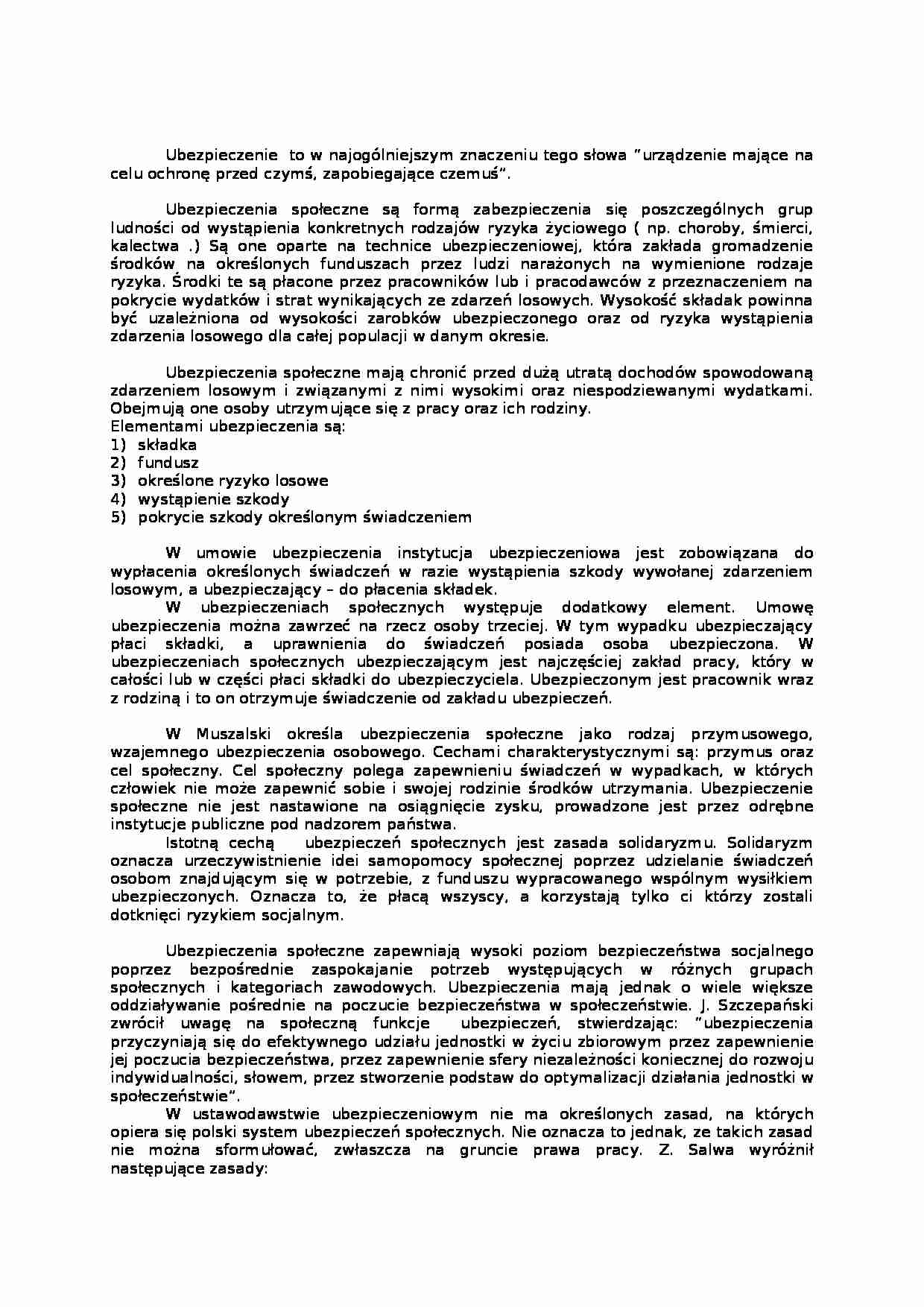 Zasady ubezpieczeń społecznych - strona 1