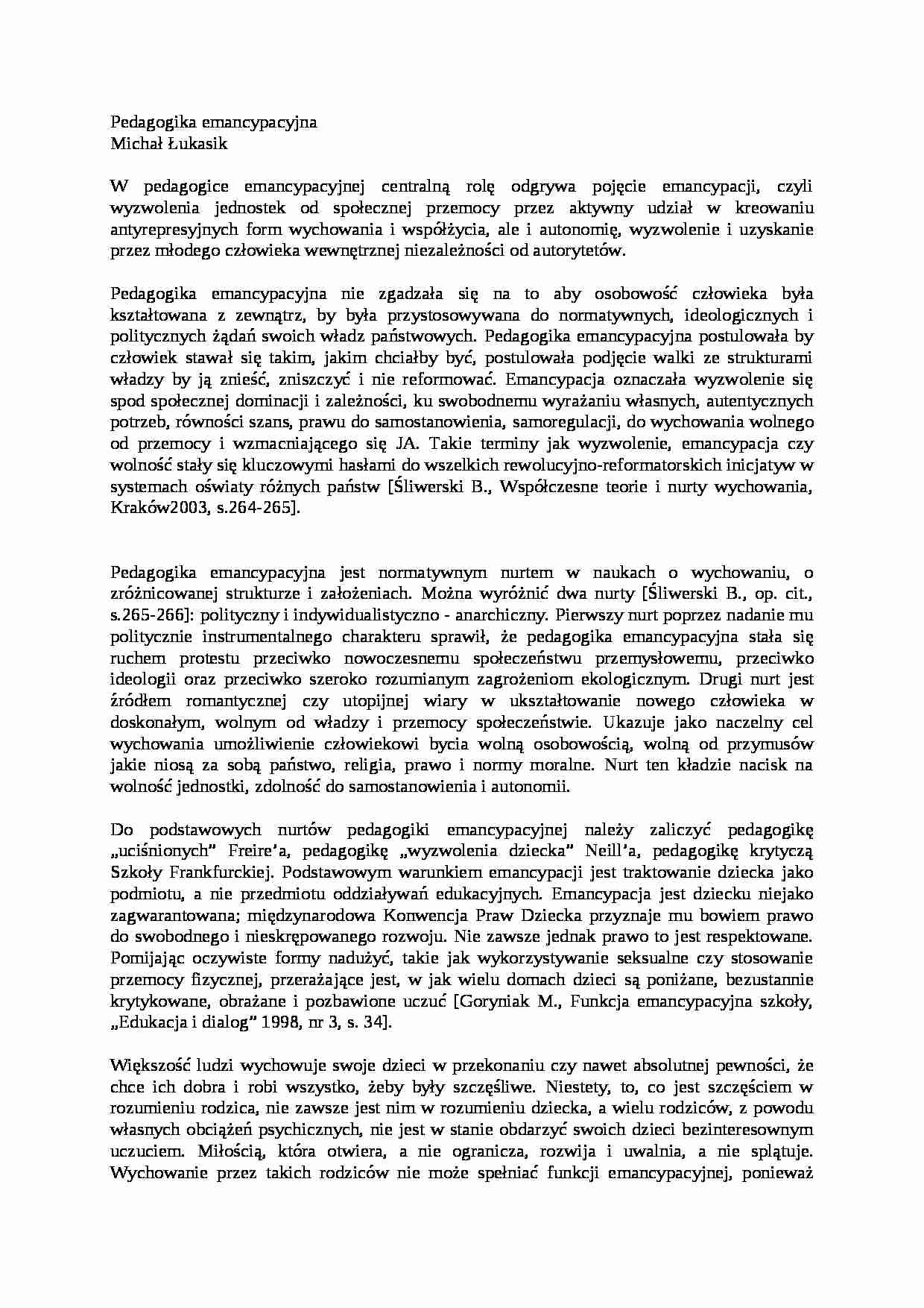 Pedagogika emancypacyjna - strona 1