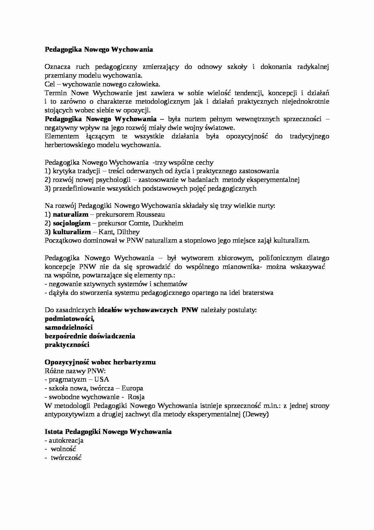 Pedagogika Nowego Wychowania i antyautorytarna - strona 1