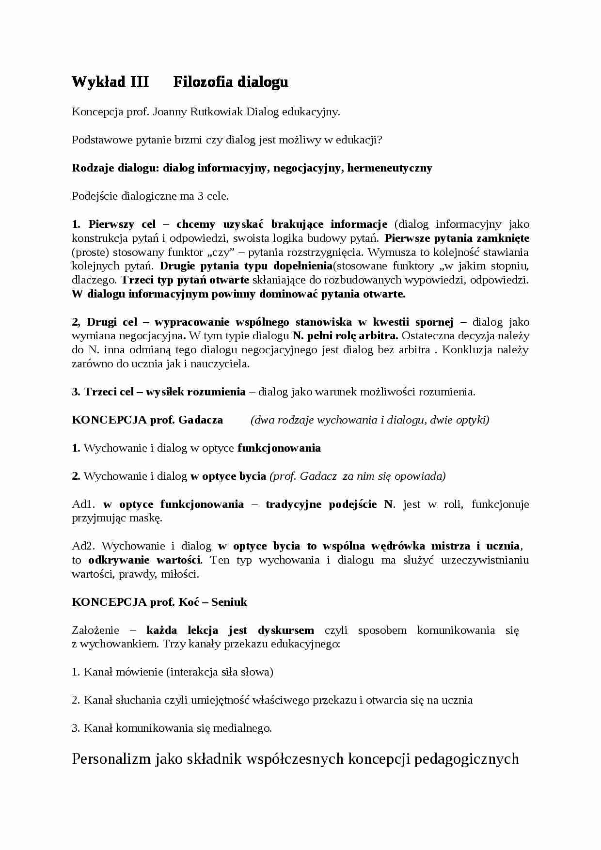 Filozofia dialogu-wykład - strona 1