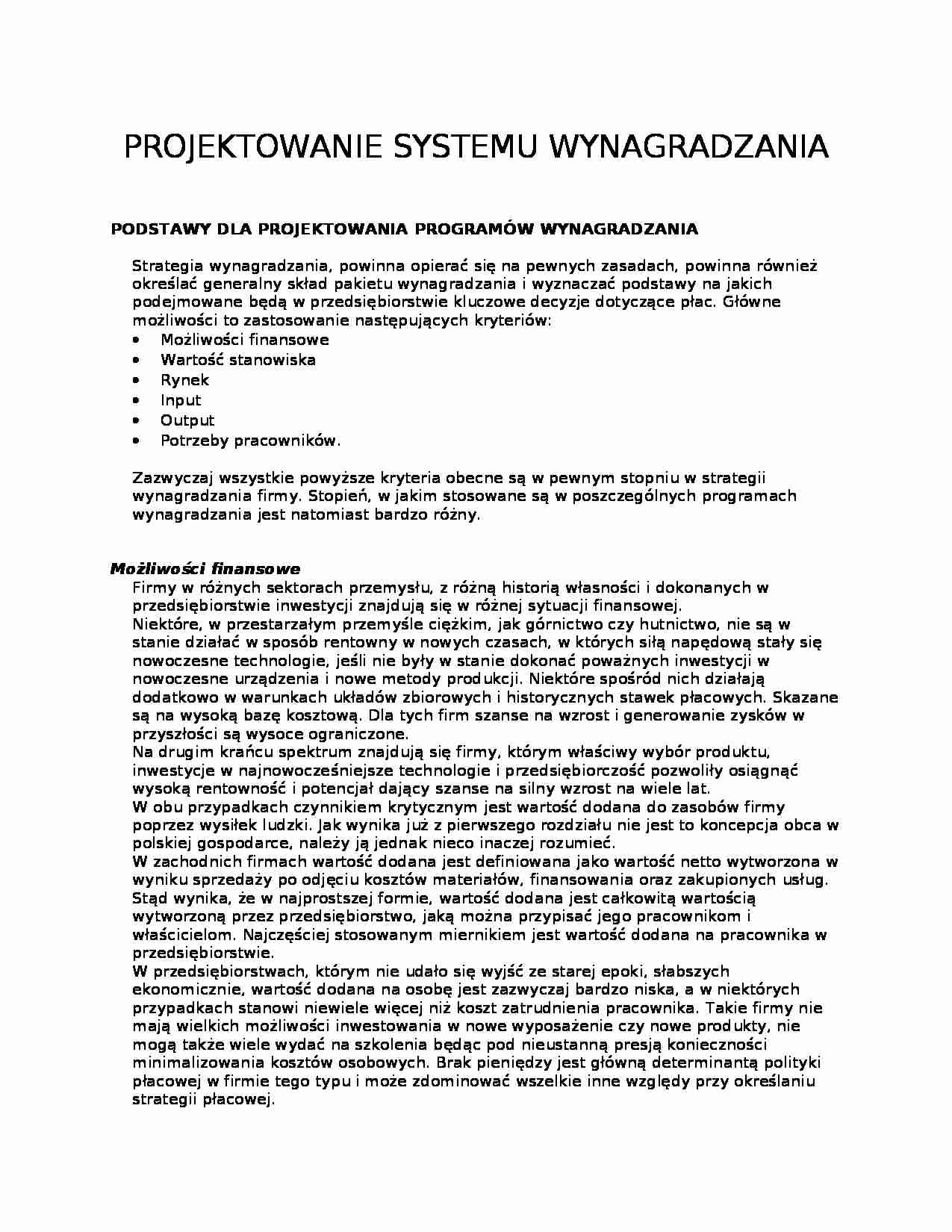 Projekt systemu wynagrodzeń - strona 1