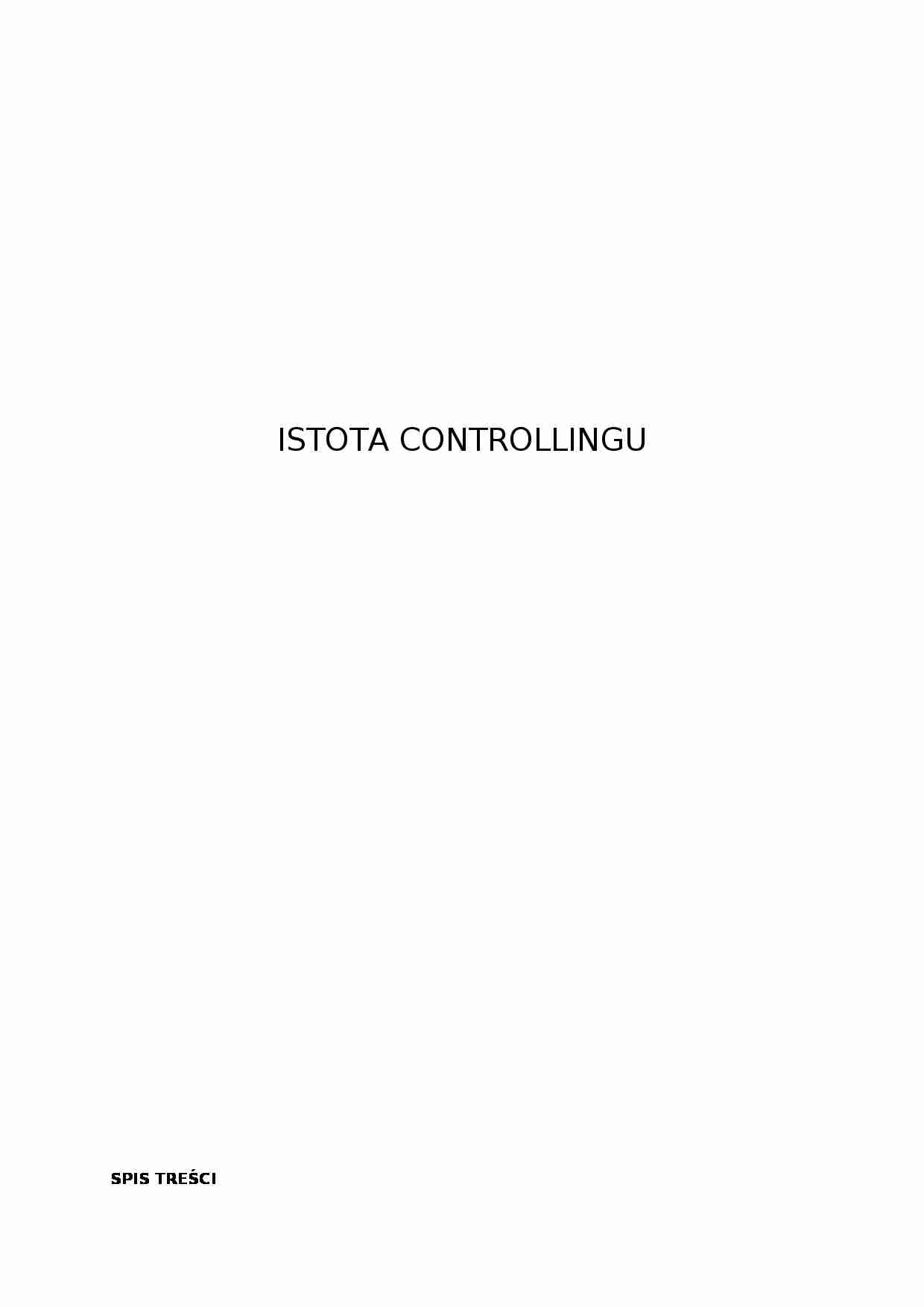 Istota Controllingu - rodzaje i funkcje - strona 1