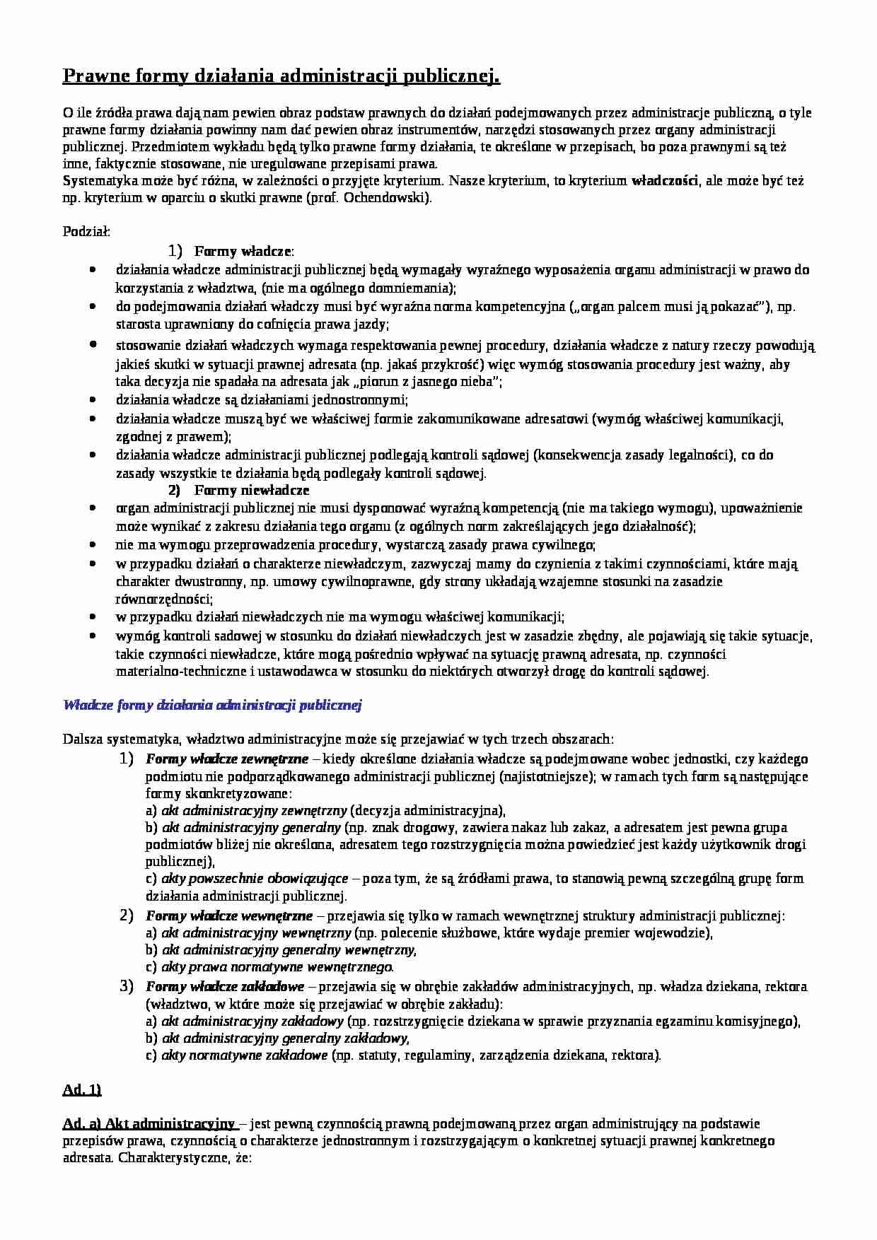 Prawo Administracyjne - Akty konstytutywne  - strona 1