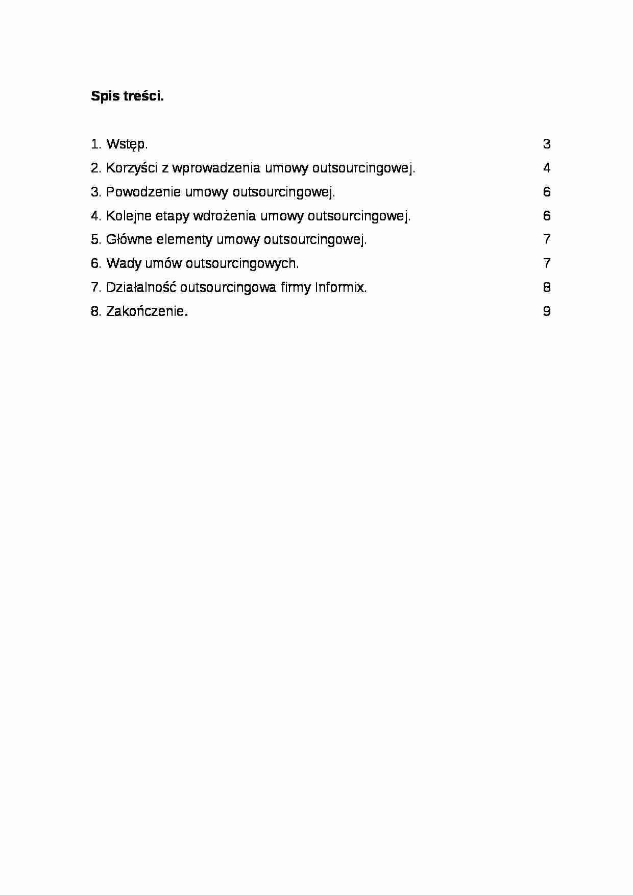 Outsourcing - Umowa outsourcingowa - strona 1
