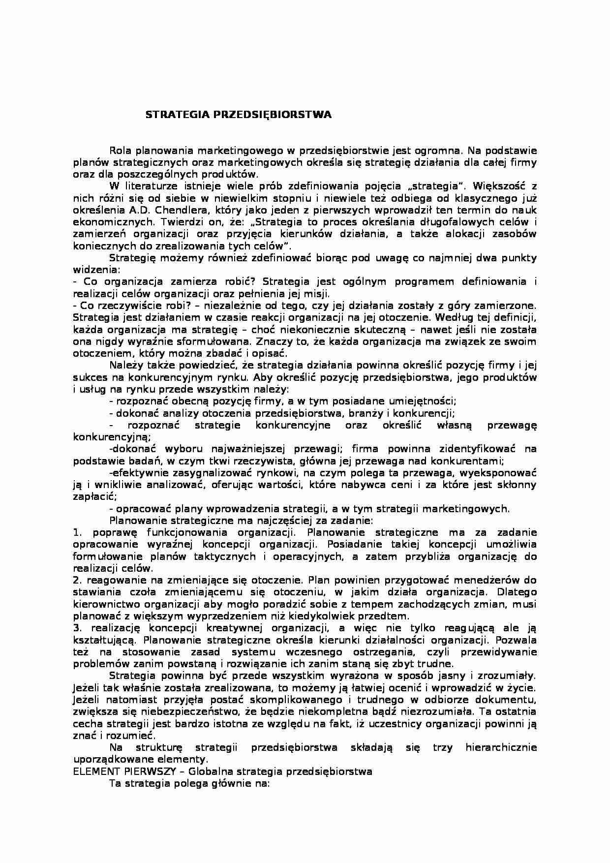 Strategia w zarządzaniu - strona 1