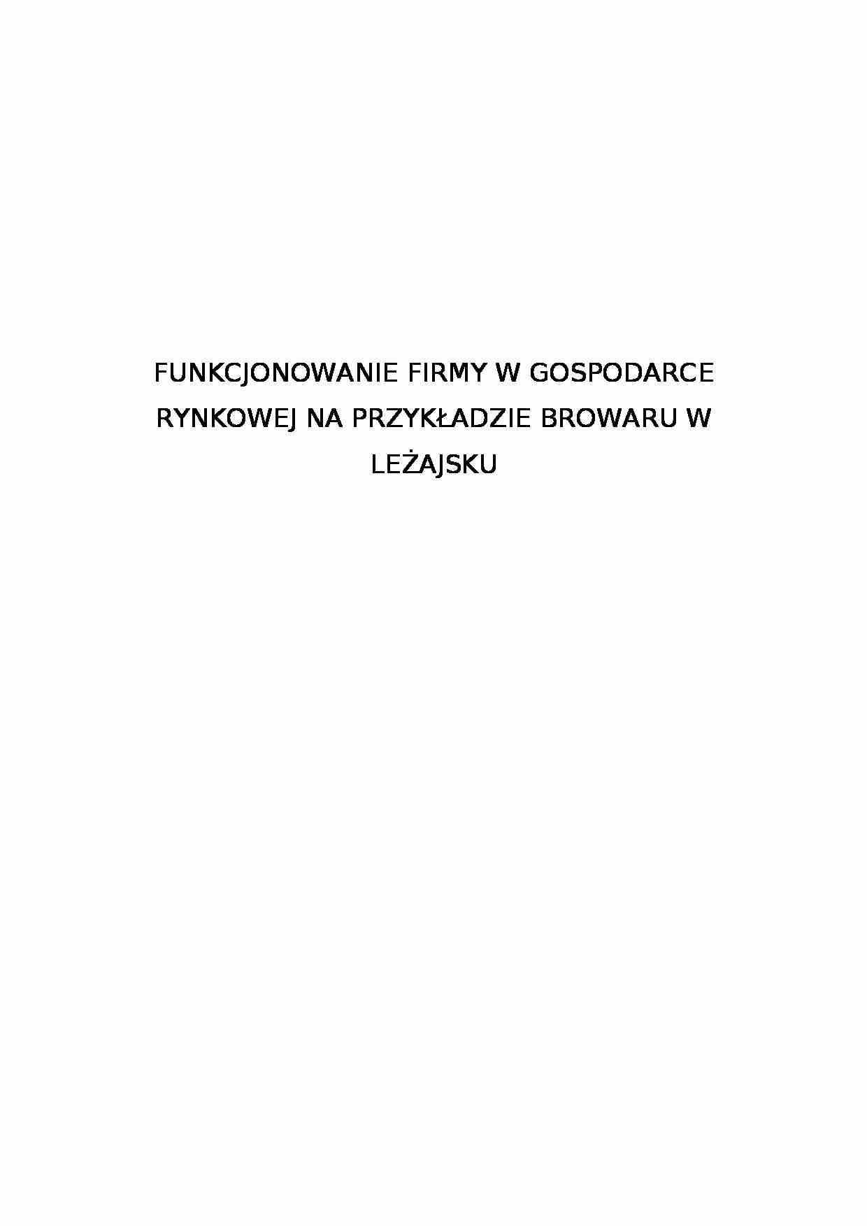 Funkcjonowanie firmy w gospodarce rynkowej - strona 1
