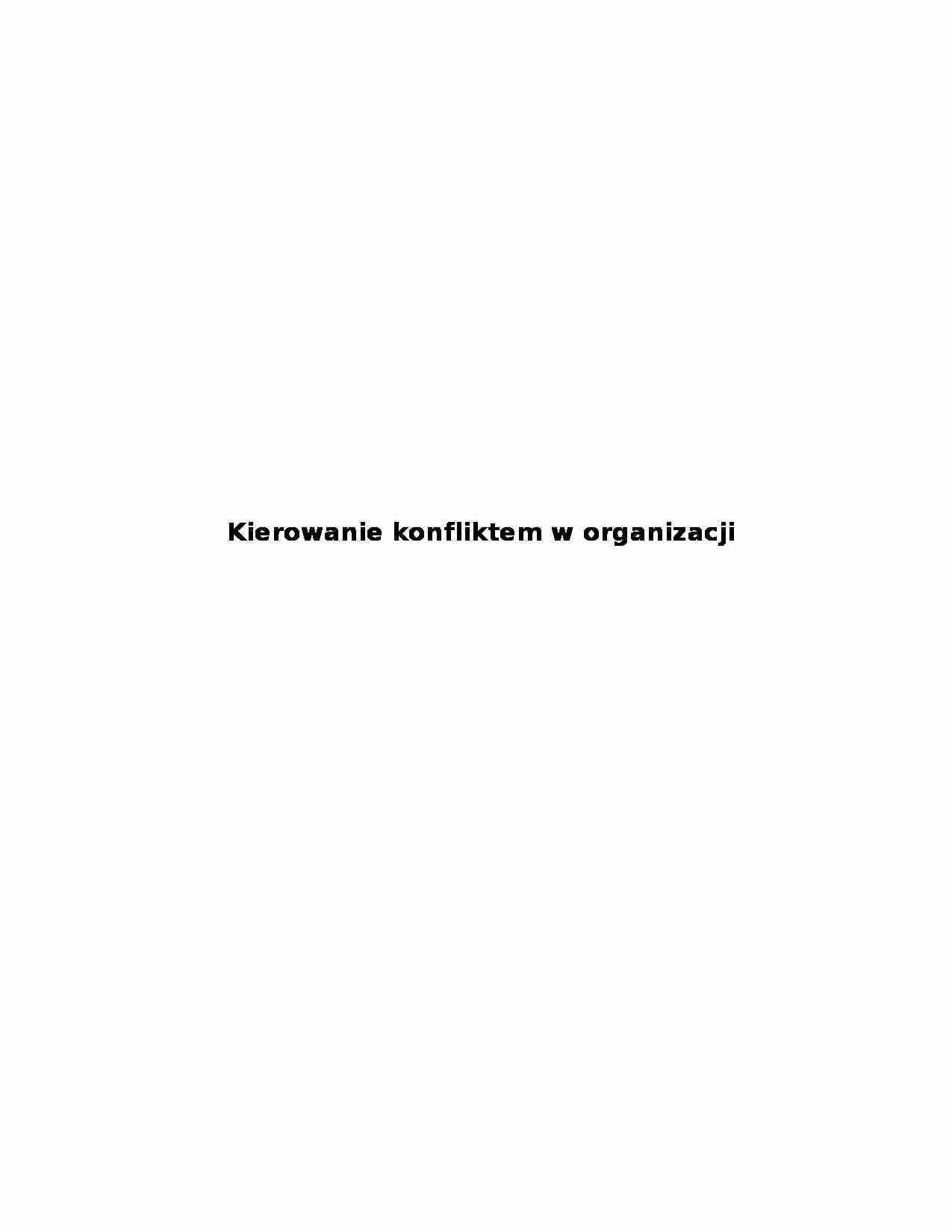 Kierowanie konfliktem w organizacji - strona 1