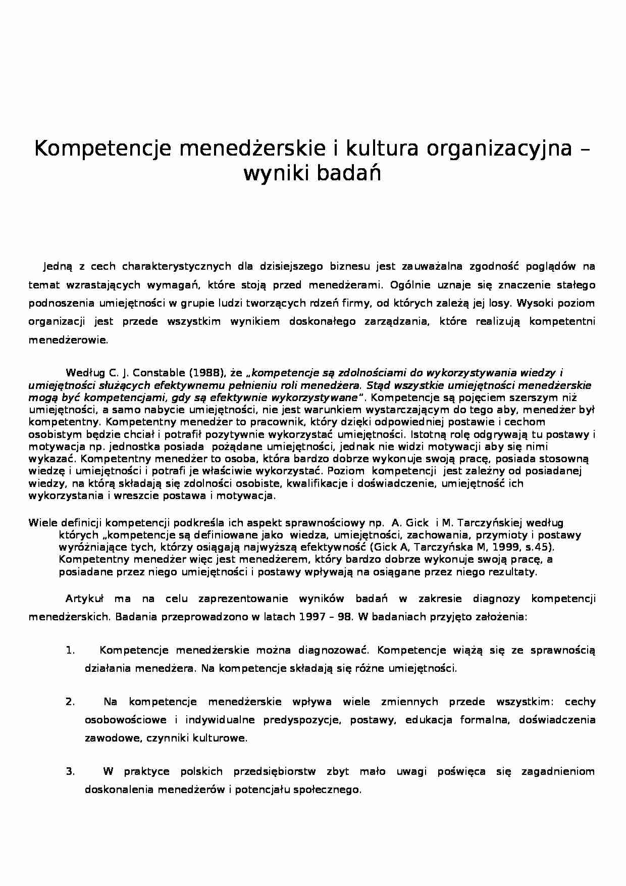 Kompetencje menadżerskie i kultura organizacyjna - C. J. Constable - strona 1