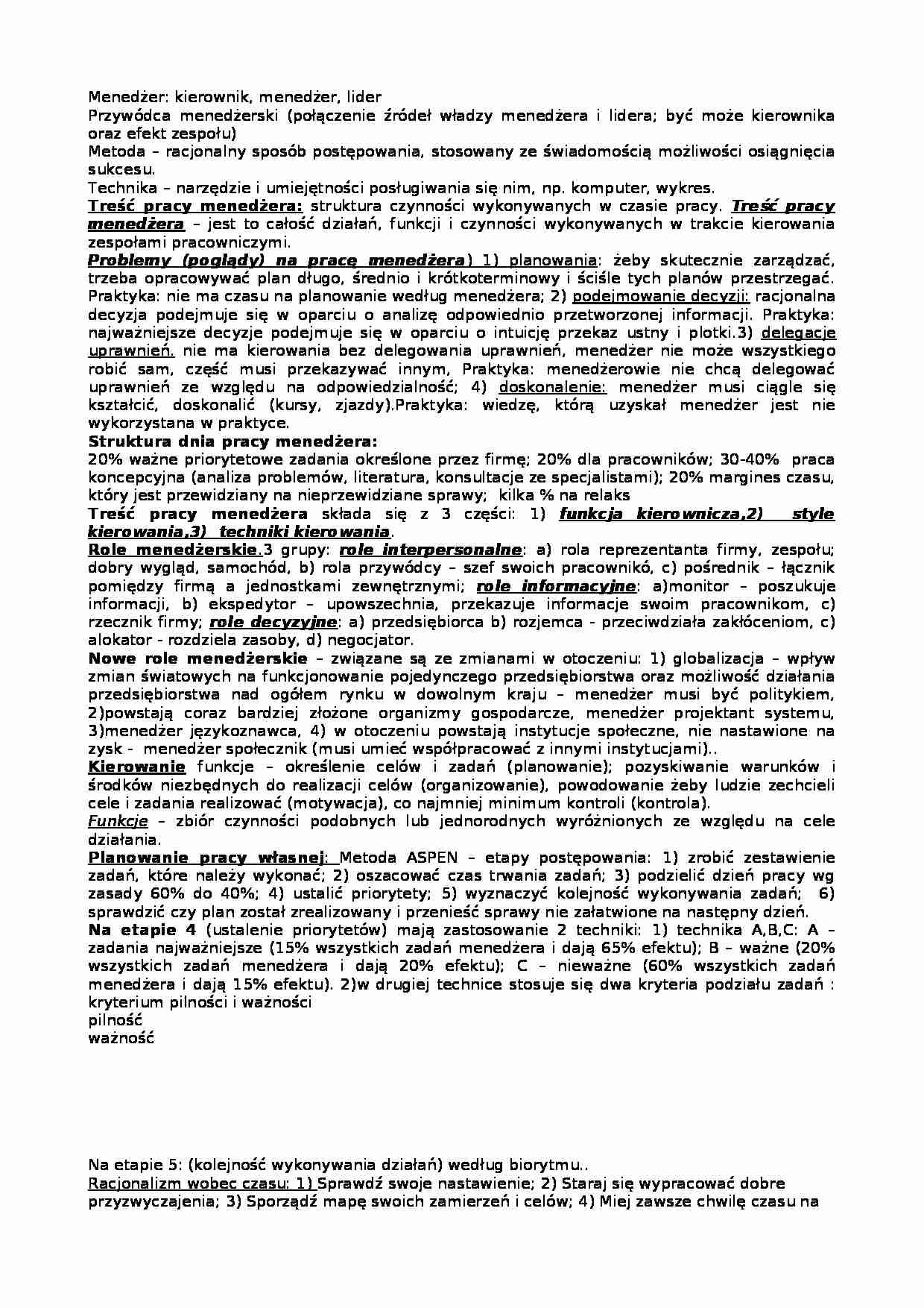 Metody pracy menadżera - Kierowanie - strona 1