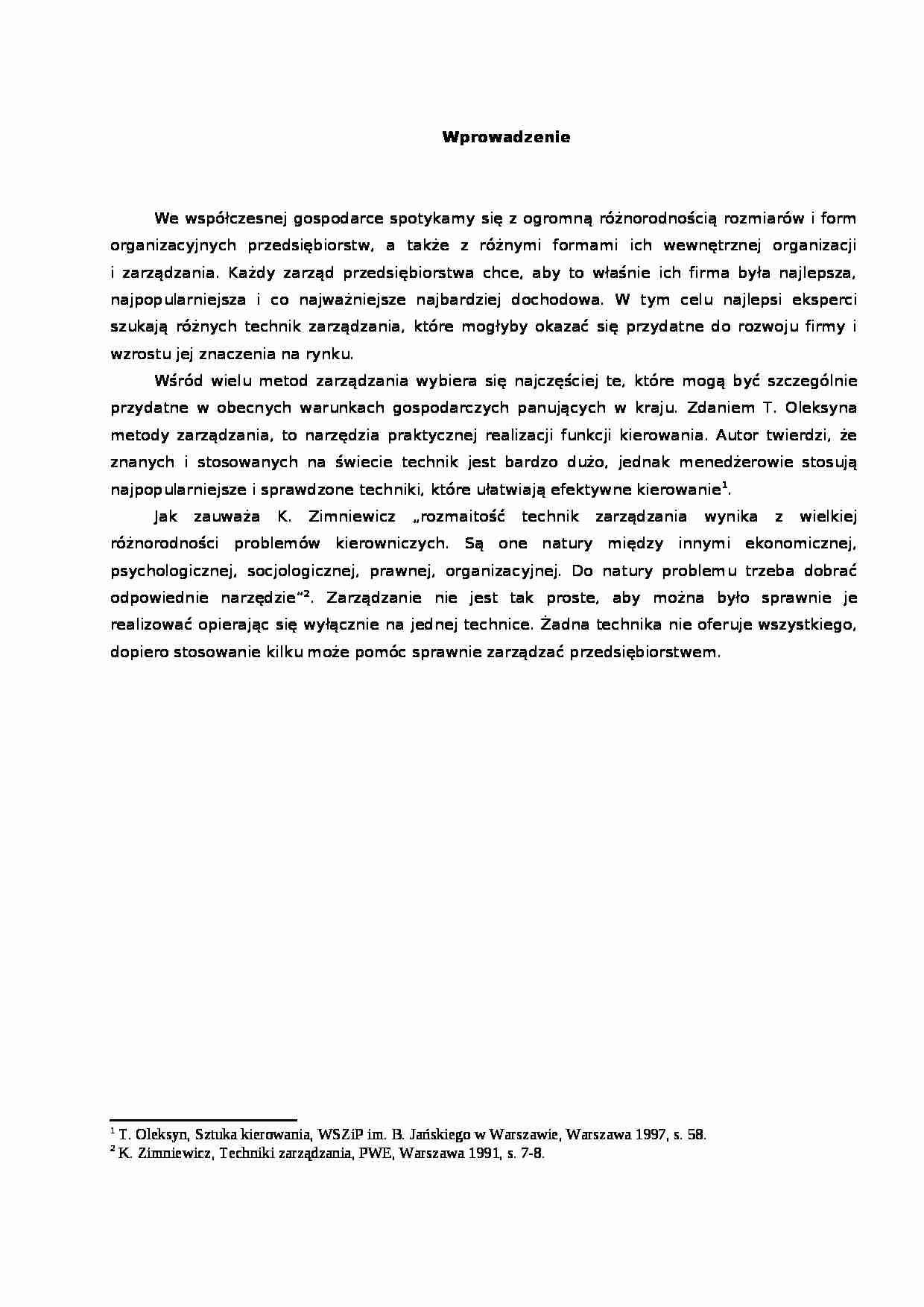 Zarządzanie - metody zarządzania - strona 1