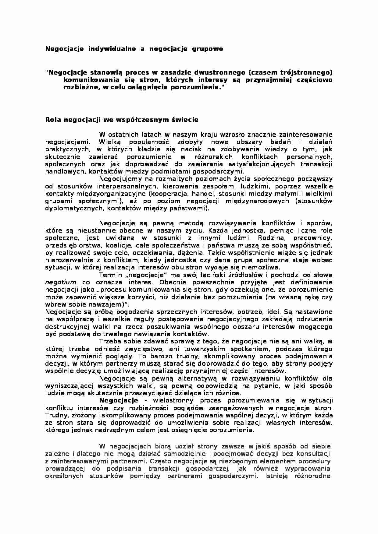 Negocjacje indywidualne a negocjacje grupowe - strona 1