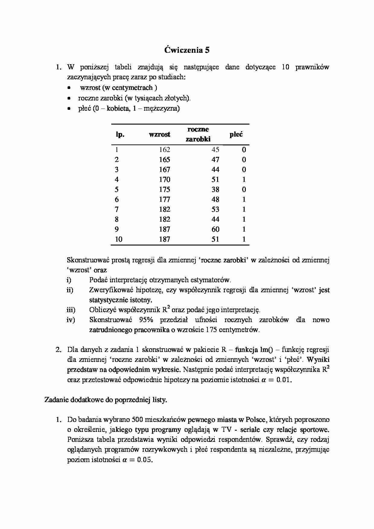 Statystyka - listy zadań - strona 1
