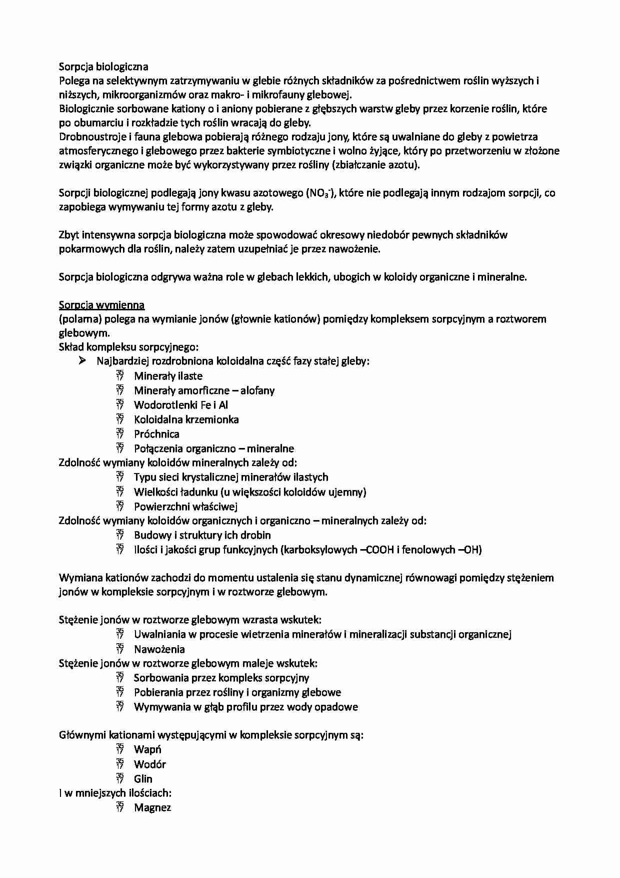 Chemia i fizyka gleb - notatki z wykładu 2 - strona 1