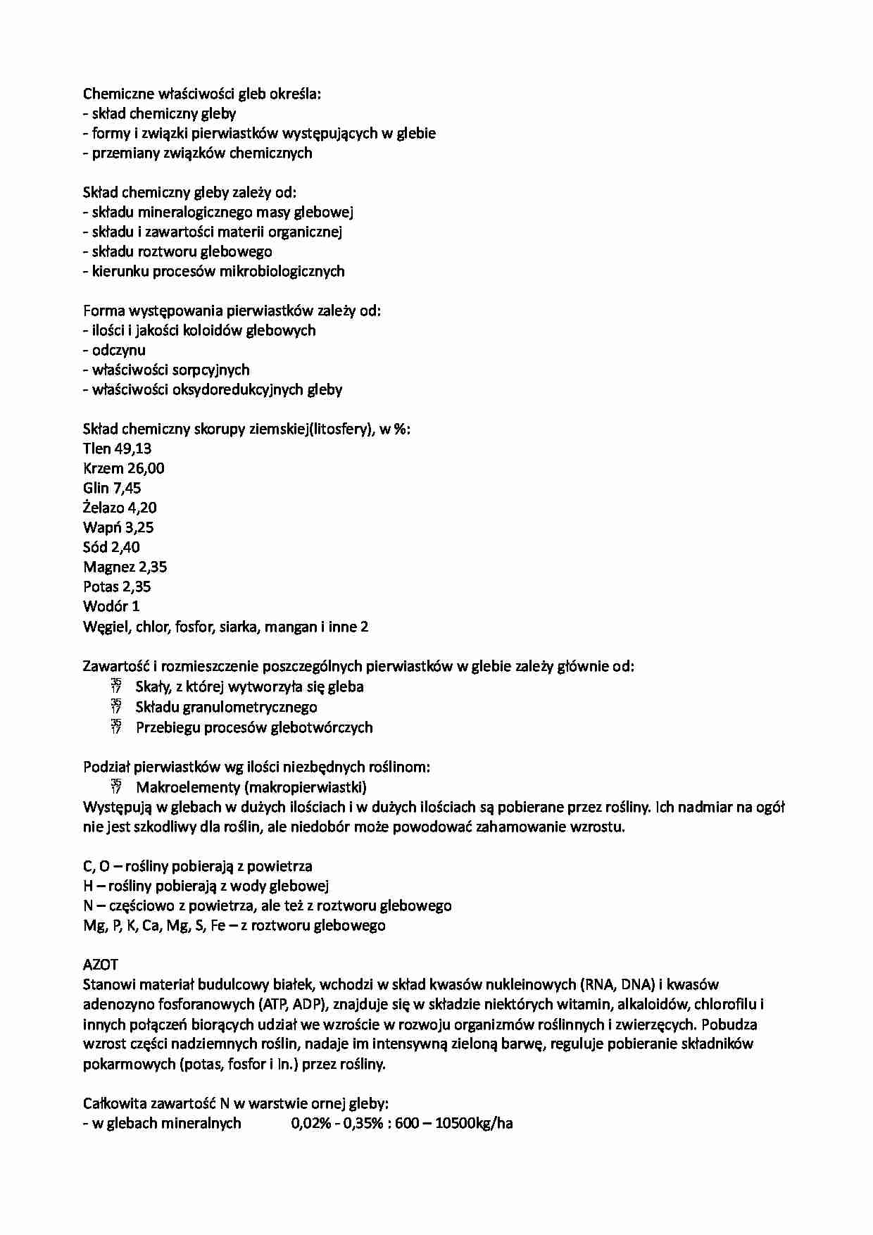 Chemia i fizyka gleb - notatki z wykładu 11 - strona 1