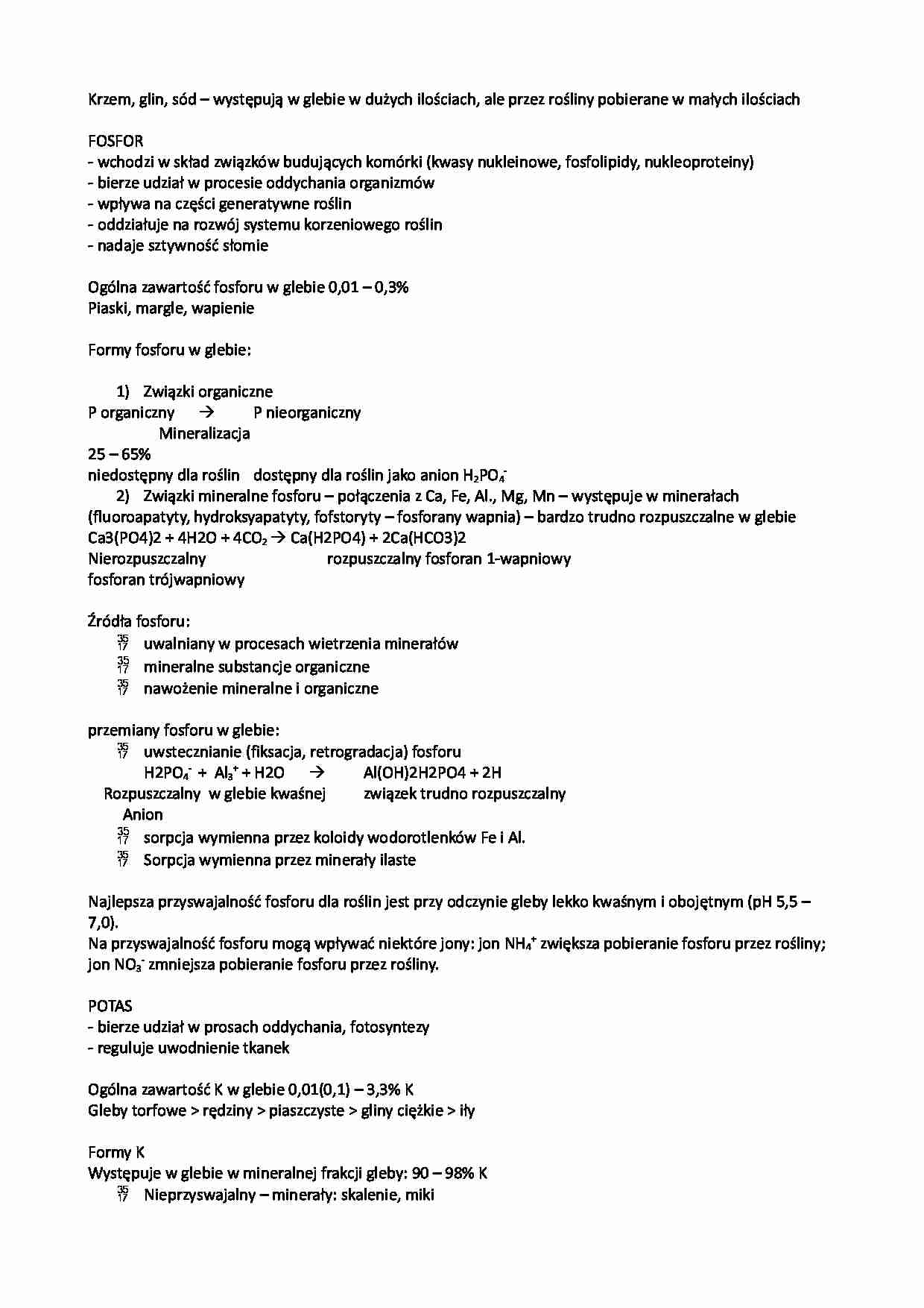 Chemia i fizyka gleb - notatki z wykładu 12 - strona 1