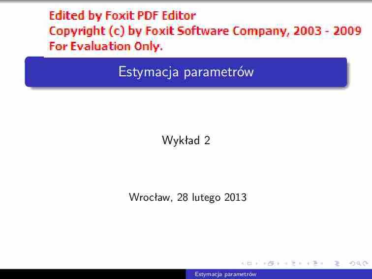 Estymacja parametrów - notatki z wykładu 2 - strona 1