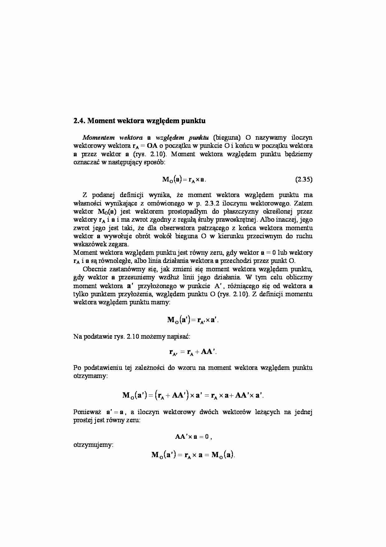 Momenty wektora względem punktu - strona 1