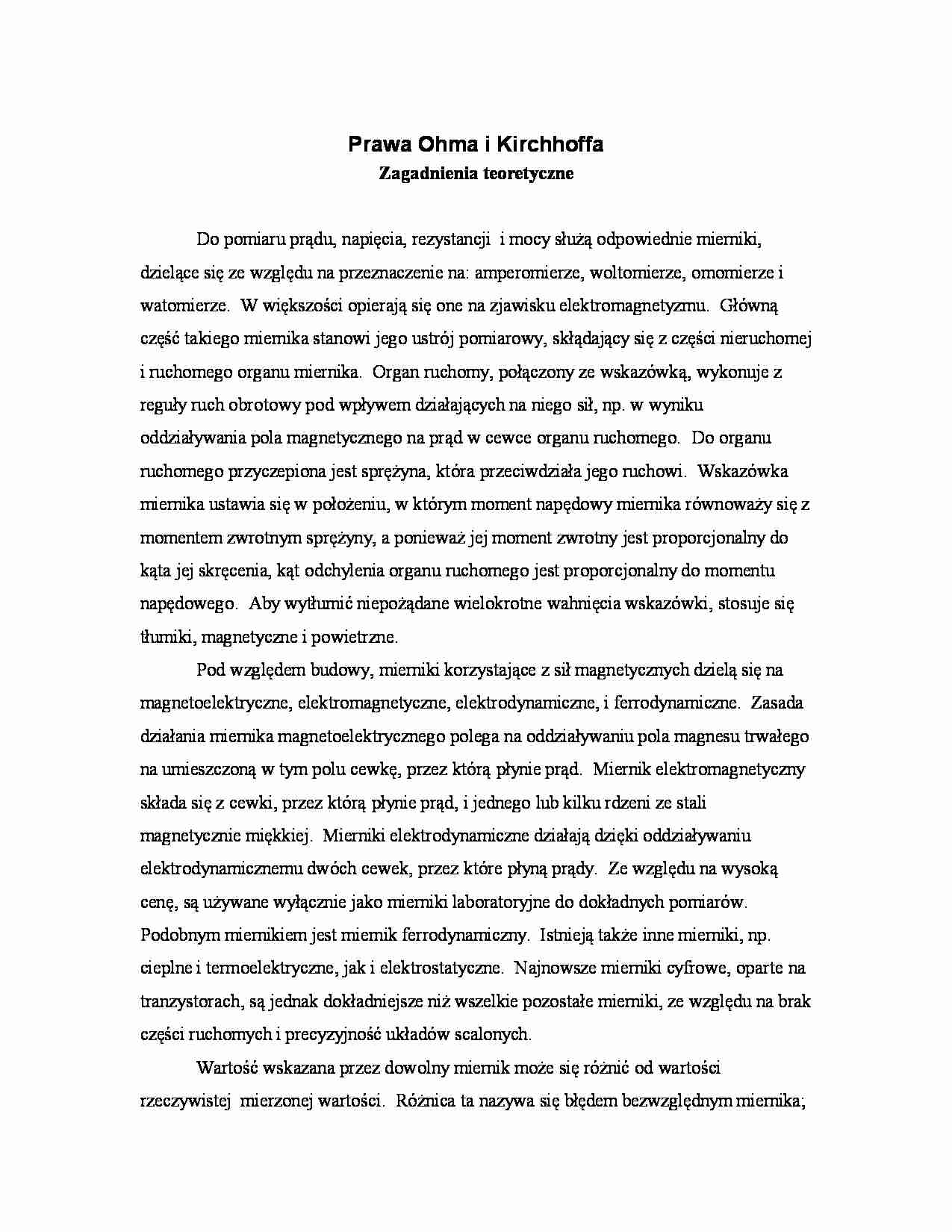 Prawo Ohma i Kirchhoffa - strona 1