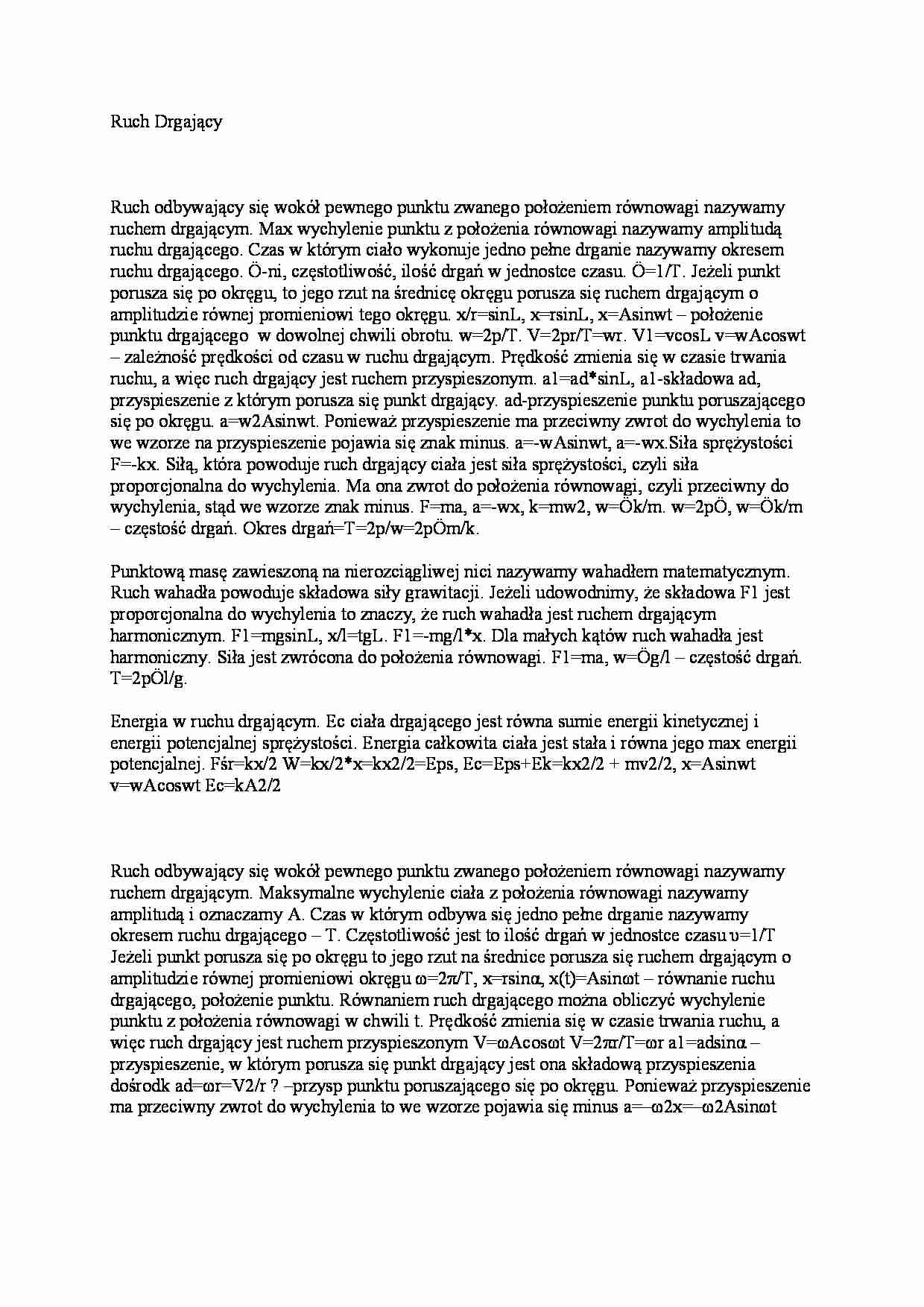 Ruch drgający - Siła sprężystości - strona 1