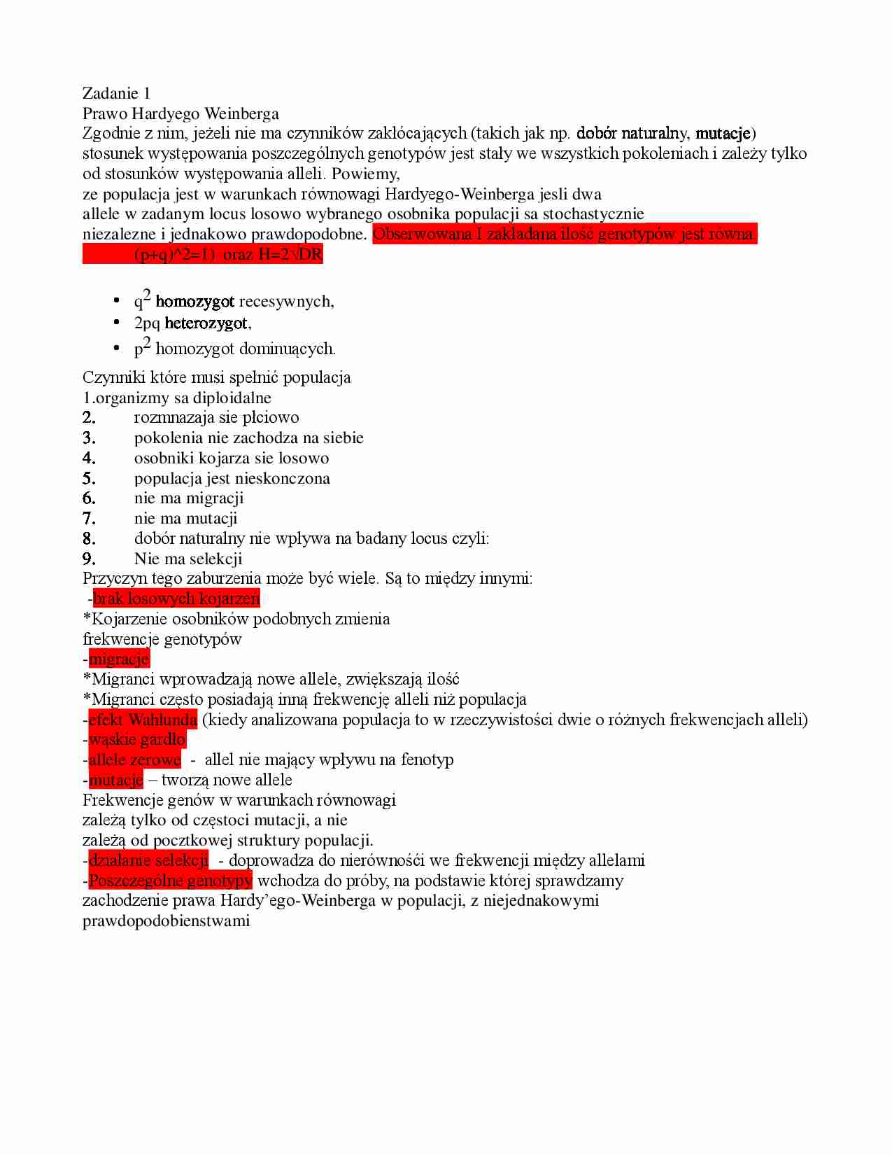 Prawo Hardyego Weinberga - strona 1