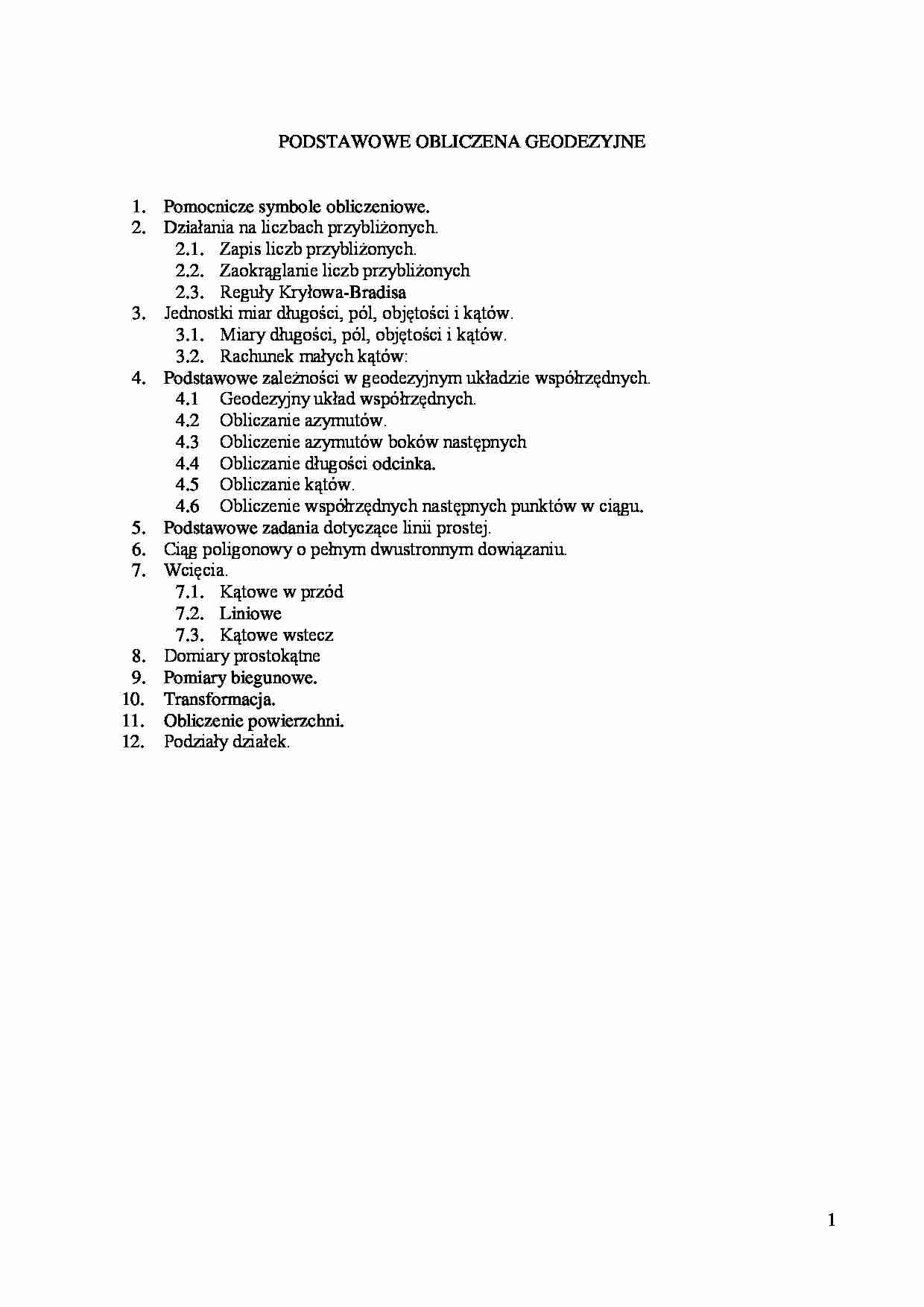 Podstawowe obliczenia geodezyjne - strona 1