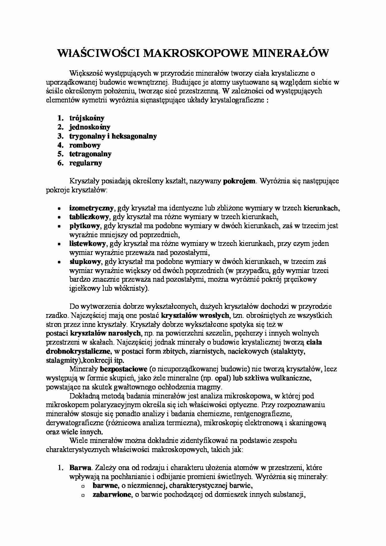 Właściwoćci markoskopowe minerałów - strona 1